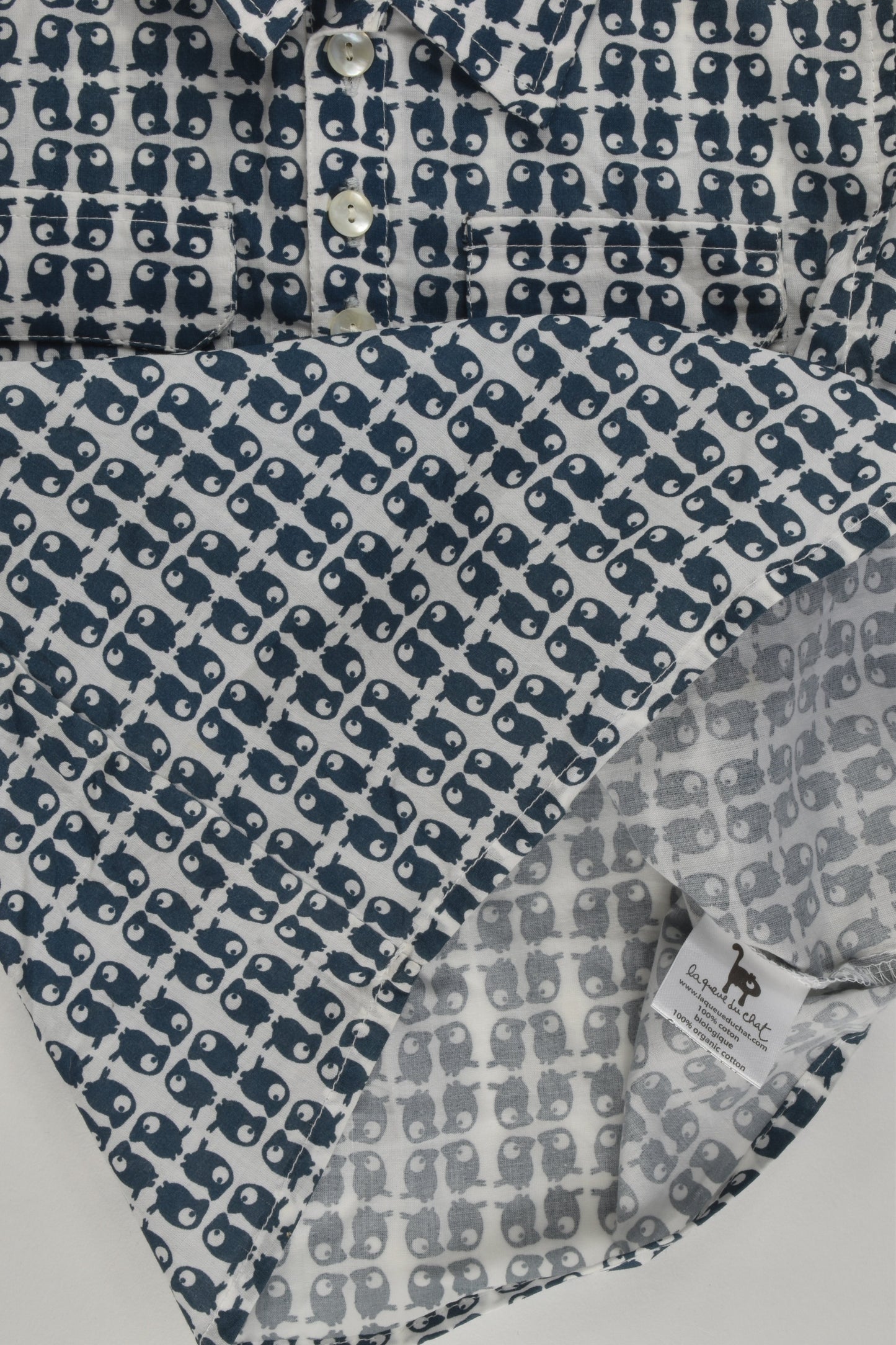 NEW La Queue Du Chat (France) Size 4 Organic and Fair Trade Collared Shirt