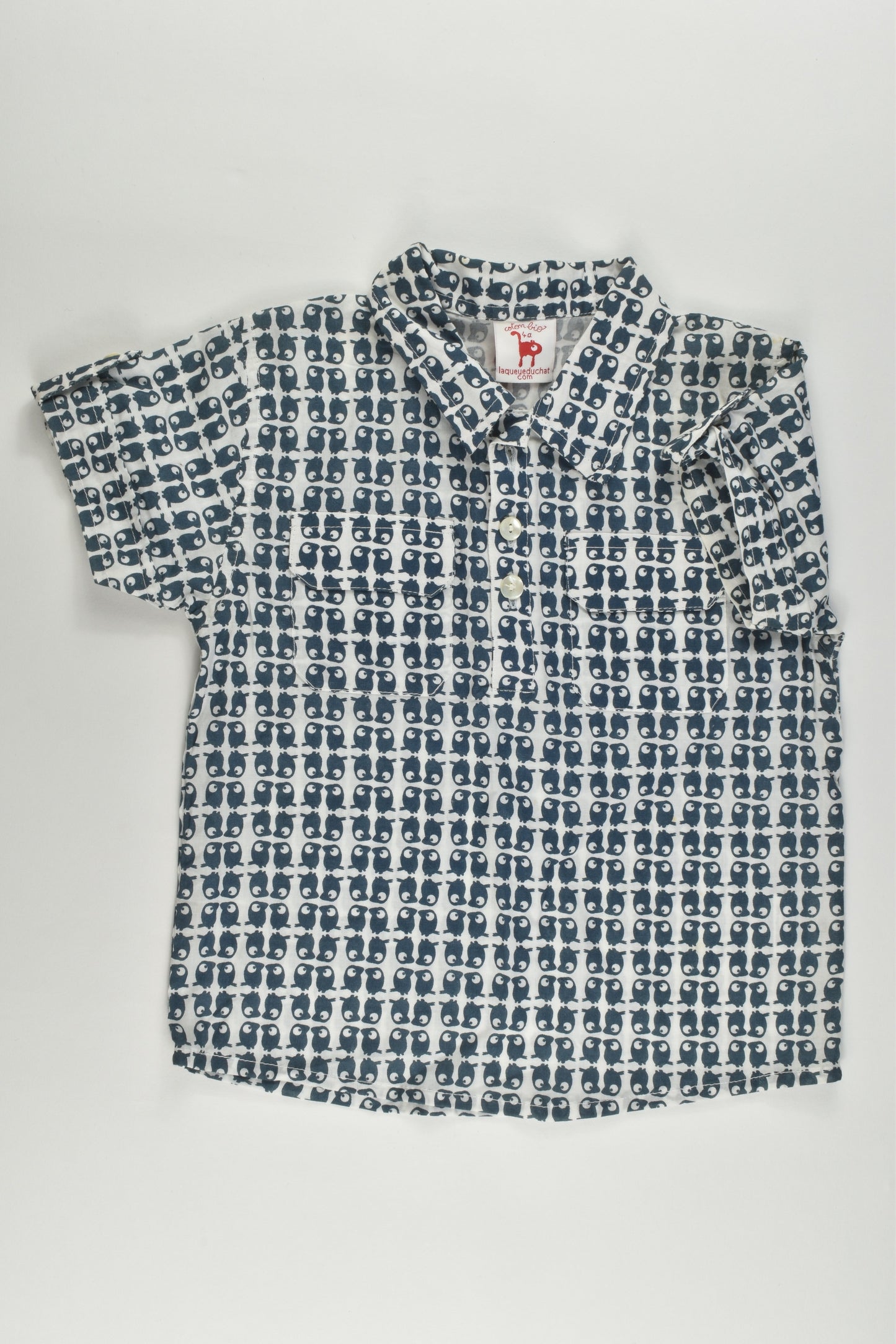 NEW La Queue Du Chat (France) Size 4 Organic and Fair Trade Collared Shirt