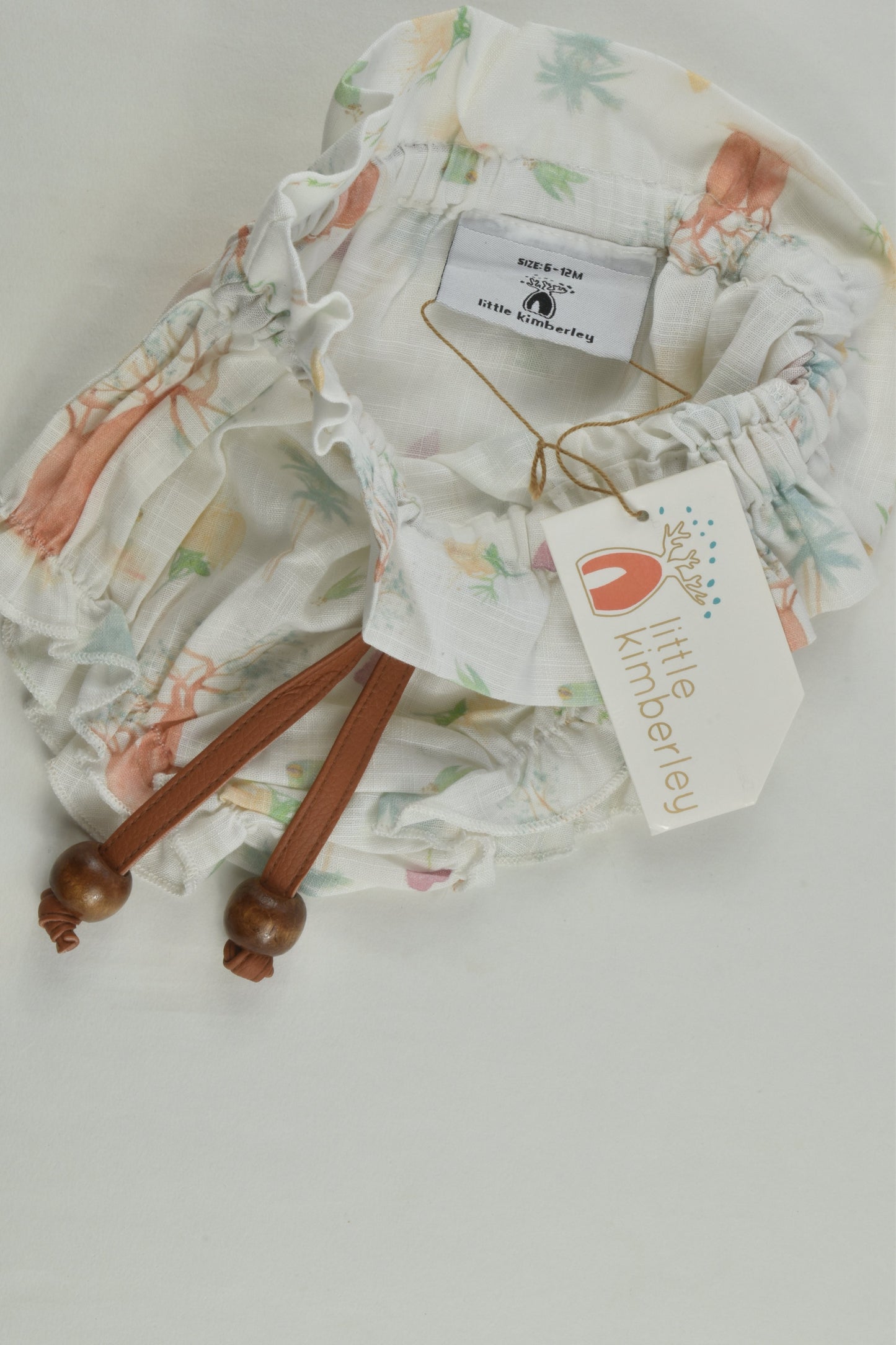 NEW Little Kimberley Size 0 (6-12 months) Boab Flower Bloomers with Leather Tie