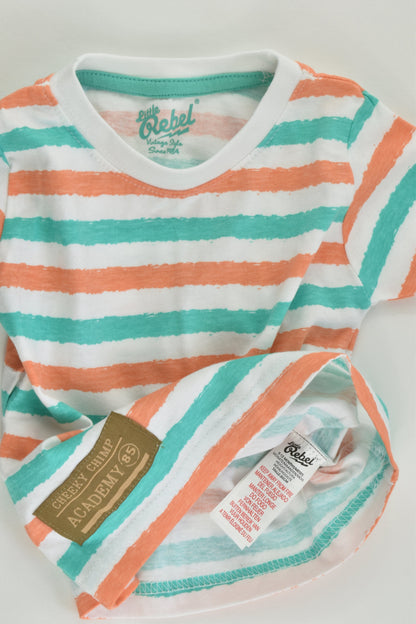 NEW Little Rebel Size 0 (9-12 months, 80 cm) Striped 'Cheeky Chimp Academy' T-shirt