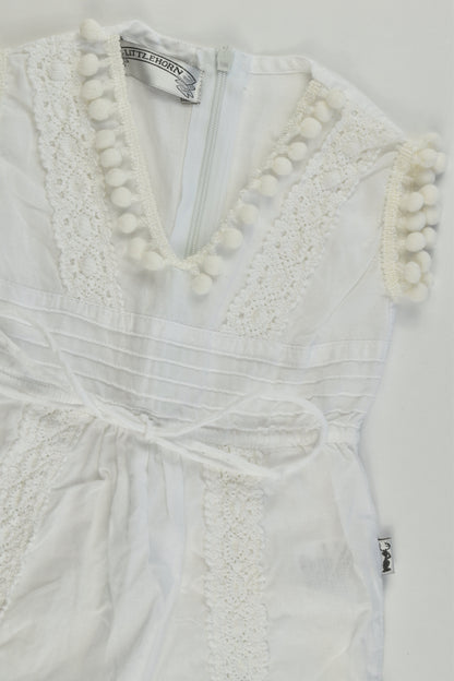 NEW Littlehorn Size 1 Dress with Pom Pom and Lace Details