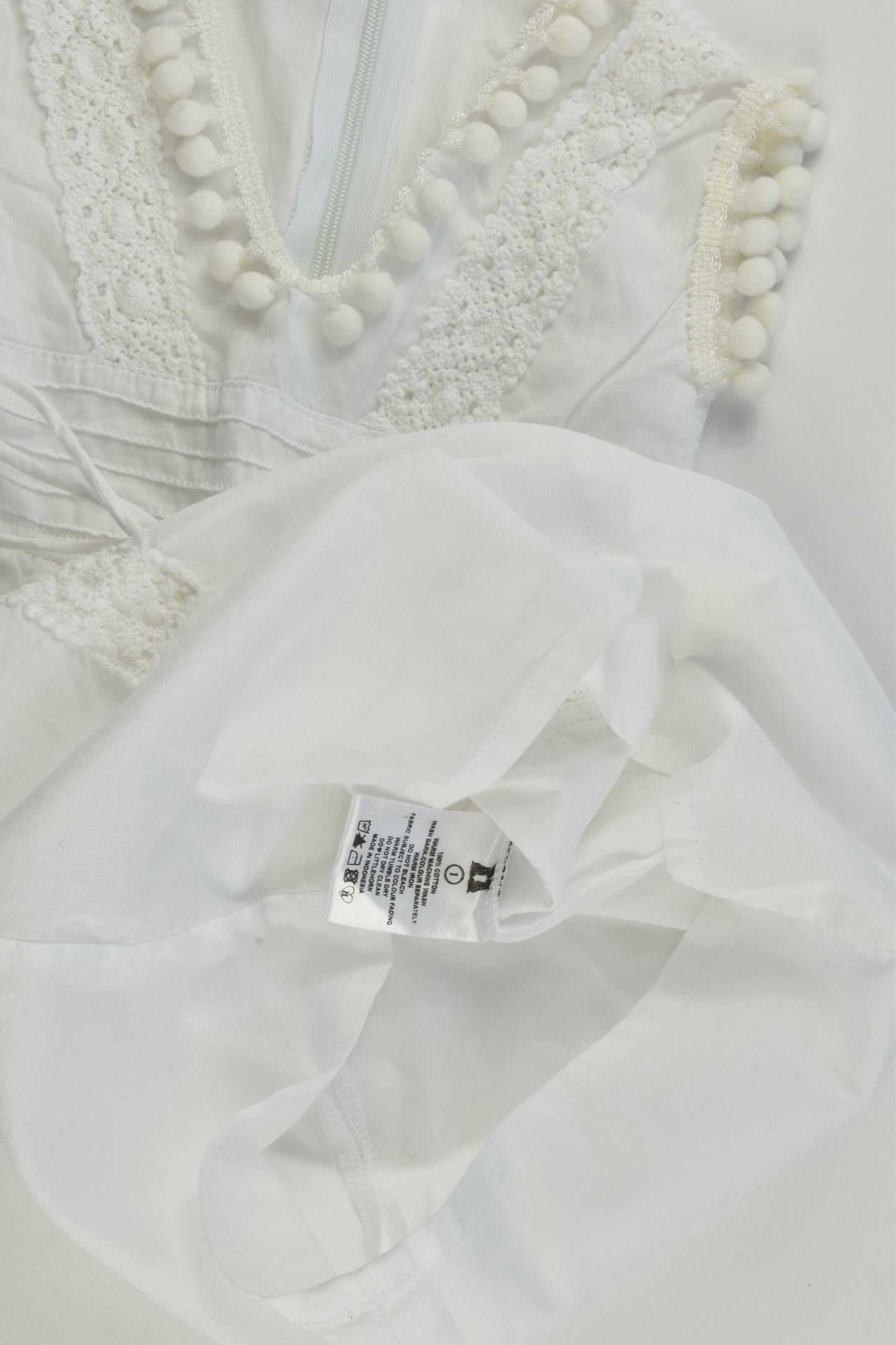 NEW Littlehorn Size 1 Dress with Pom Pom and Lace Details