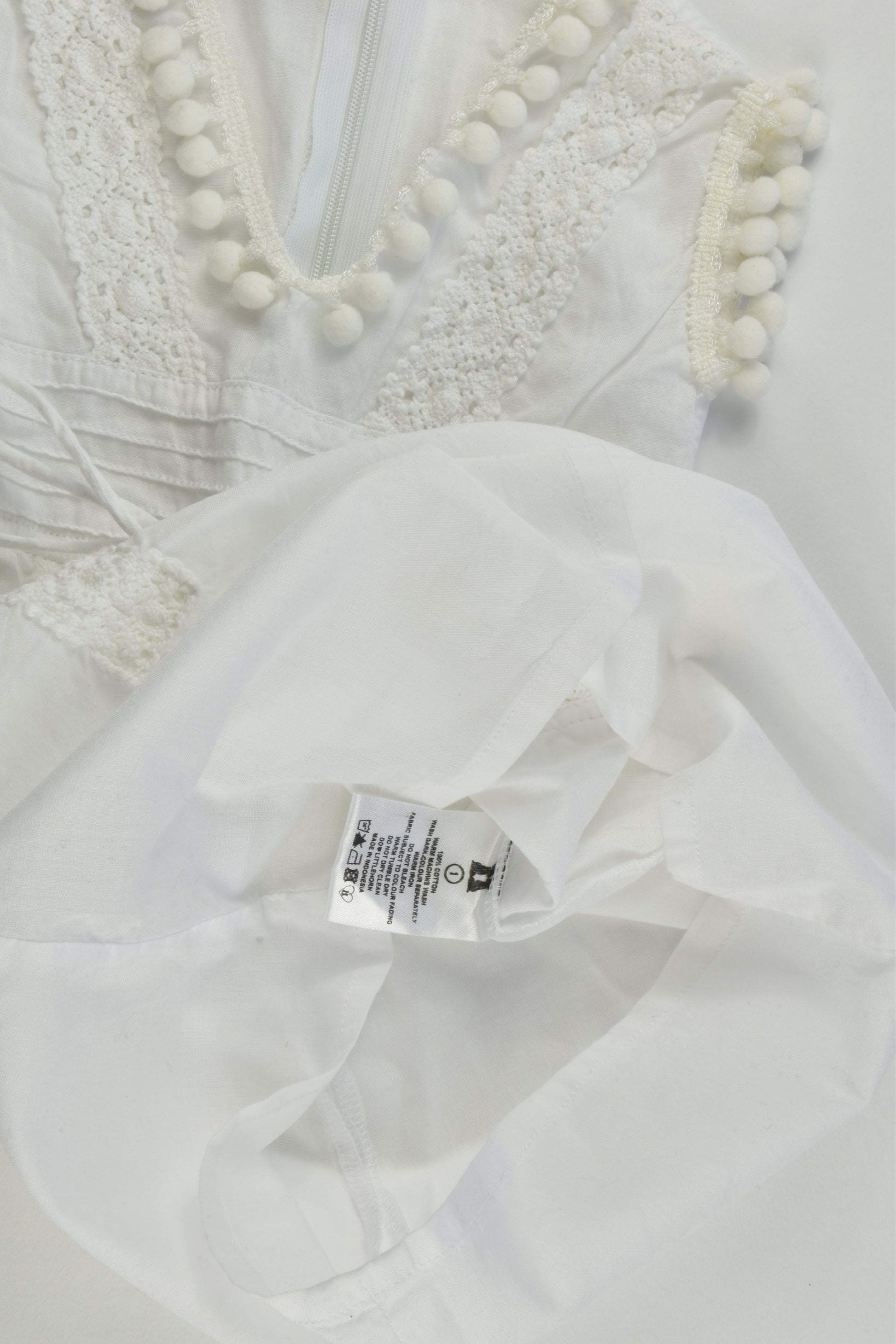 NEW Littlehorn Size 1 Dress with Pom Pom and Lace Details
