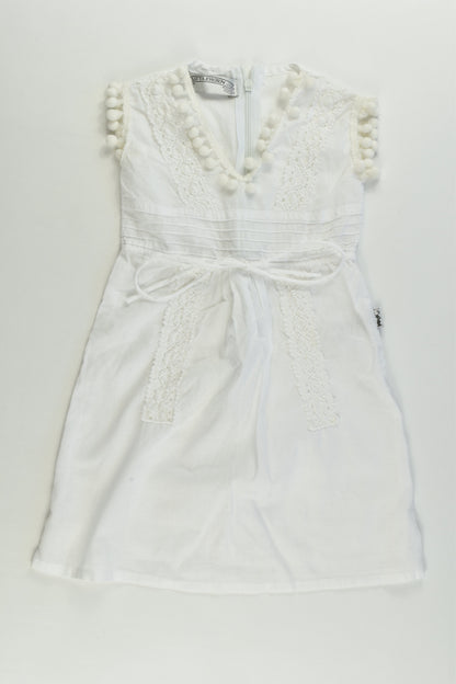NEW Littlehorn Size 1 Dress with Pom Pom and Lace Details