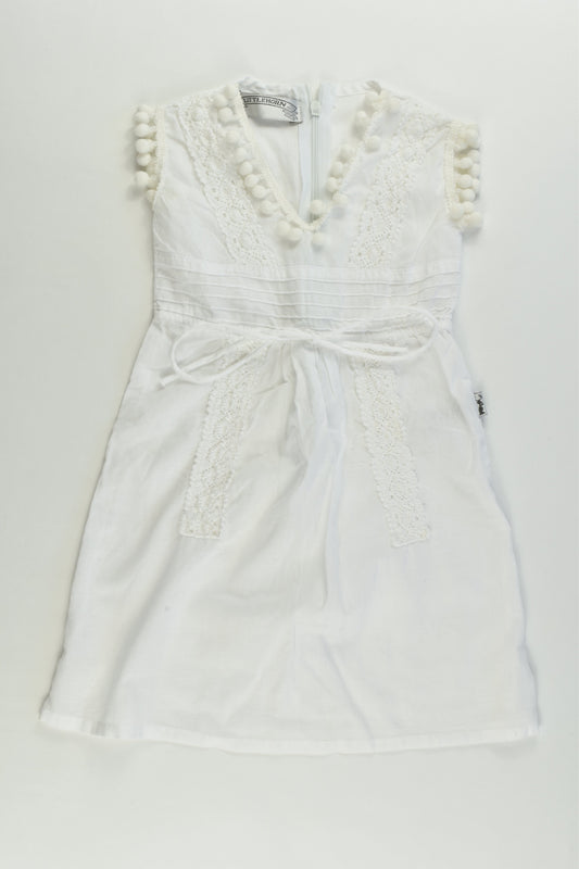 NEW Littlehorn Size 1 Dress with Pom Pom and Lace Details