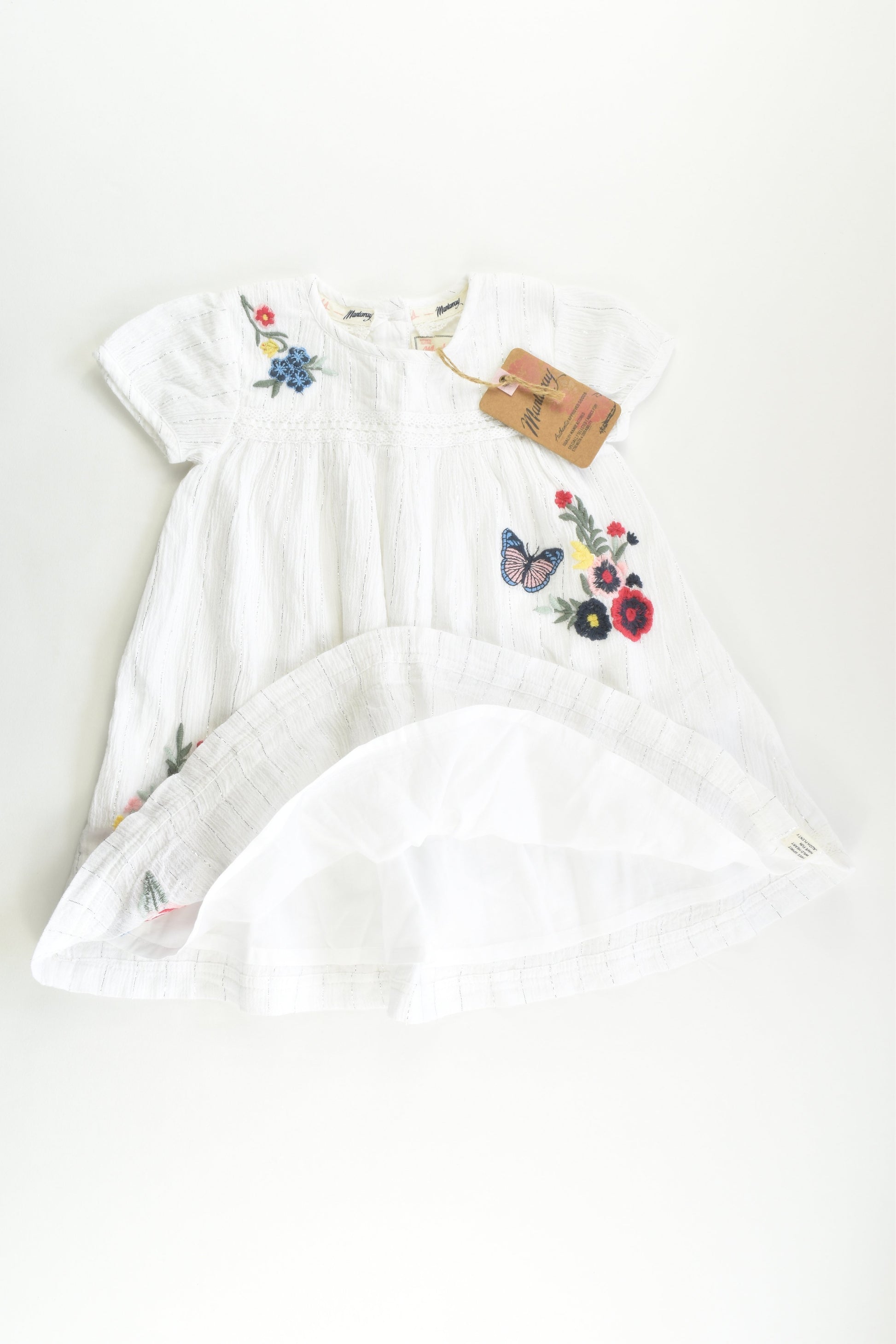 NEW Mantaray (Debenhams) Size 1 (12-18 months) Lined Floral Embroidery Dress