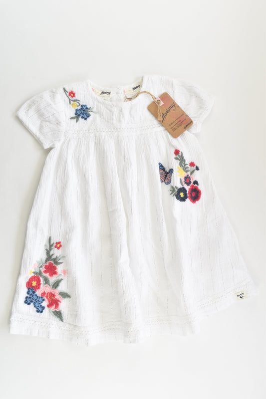 NEW Mantaray (Debenhams) Size 1 (12-18 months) Lined Floral Embroidery Dress