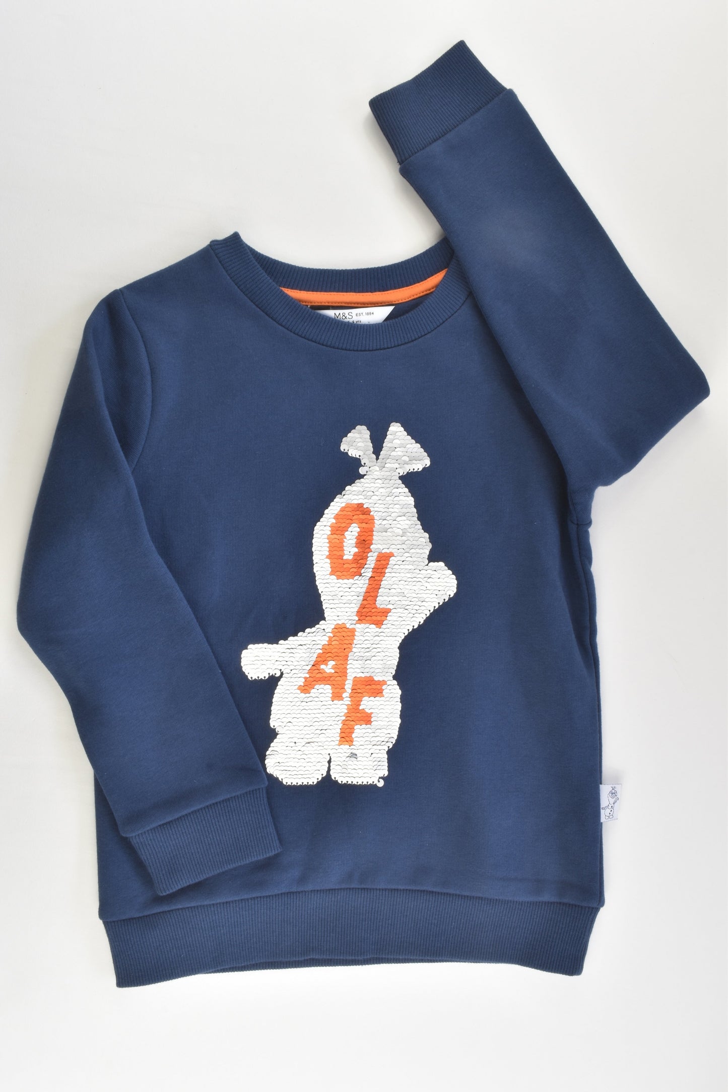 NEW Marks & Spencer Size 5-6 Frozen 2 Reversible Sequins Olaf Sweater