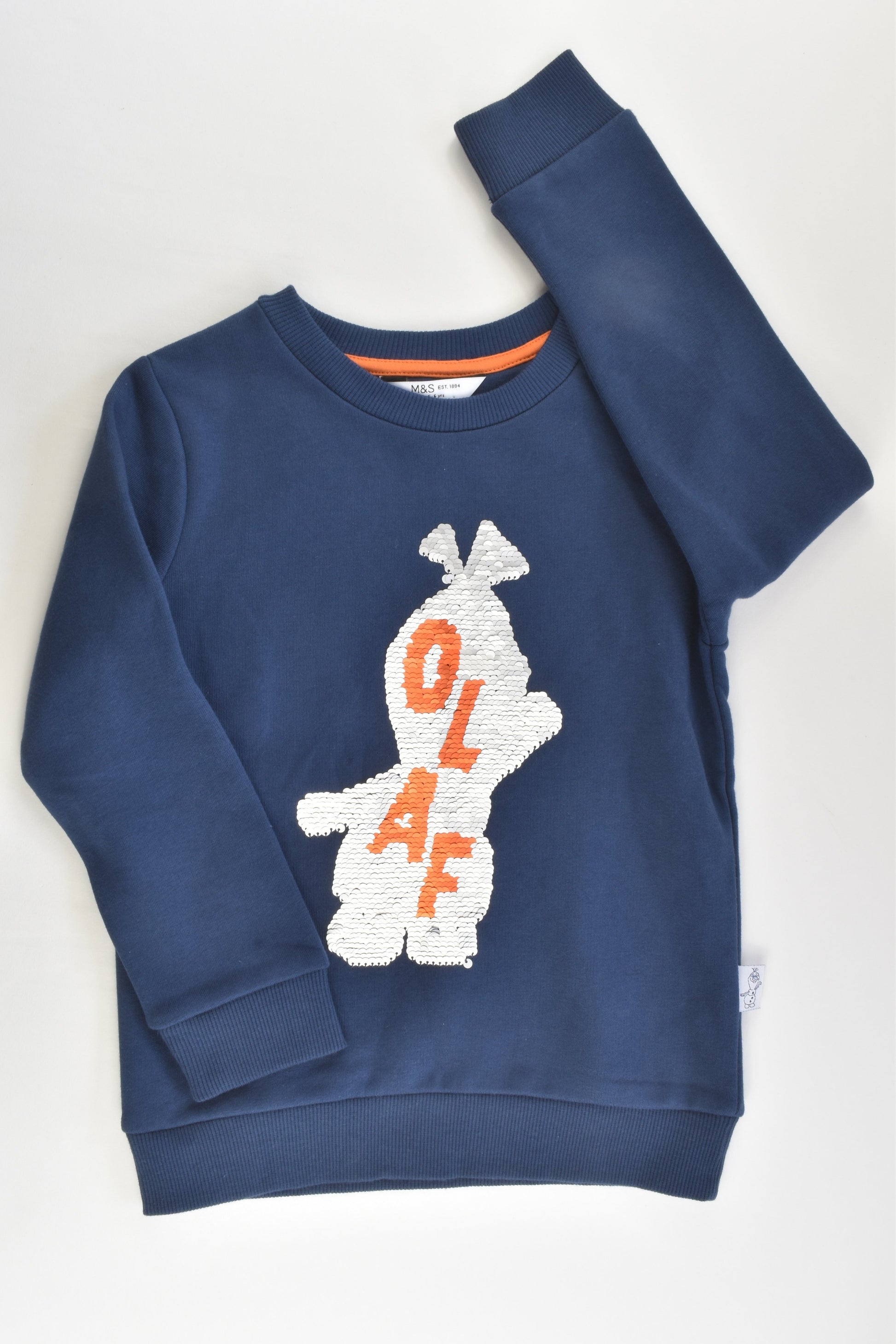 NEW Marks & Spencer Size 5-6 Frozen 2 Reversible Sequins Olaf Sweater