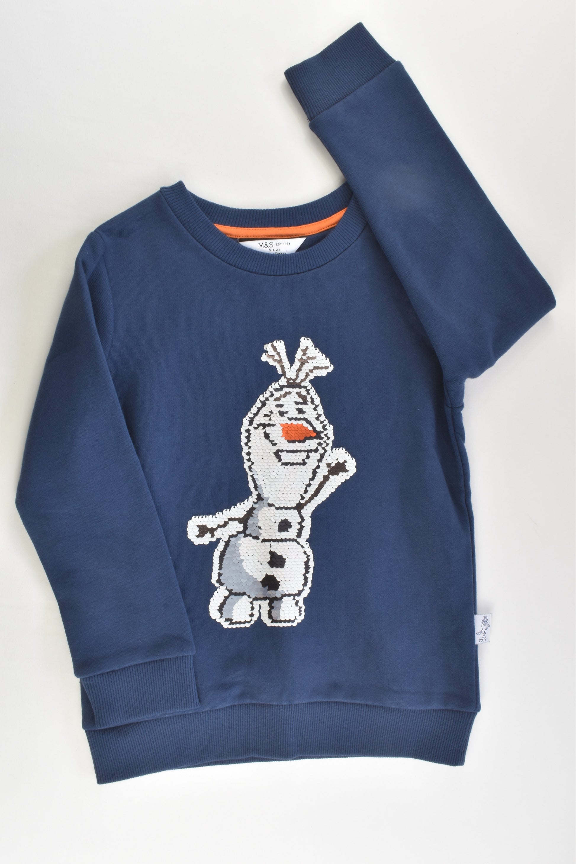 NEW Marks & Spencer Size 5-6 Frozen 2 Reversible Sequins Olaf Sweater