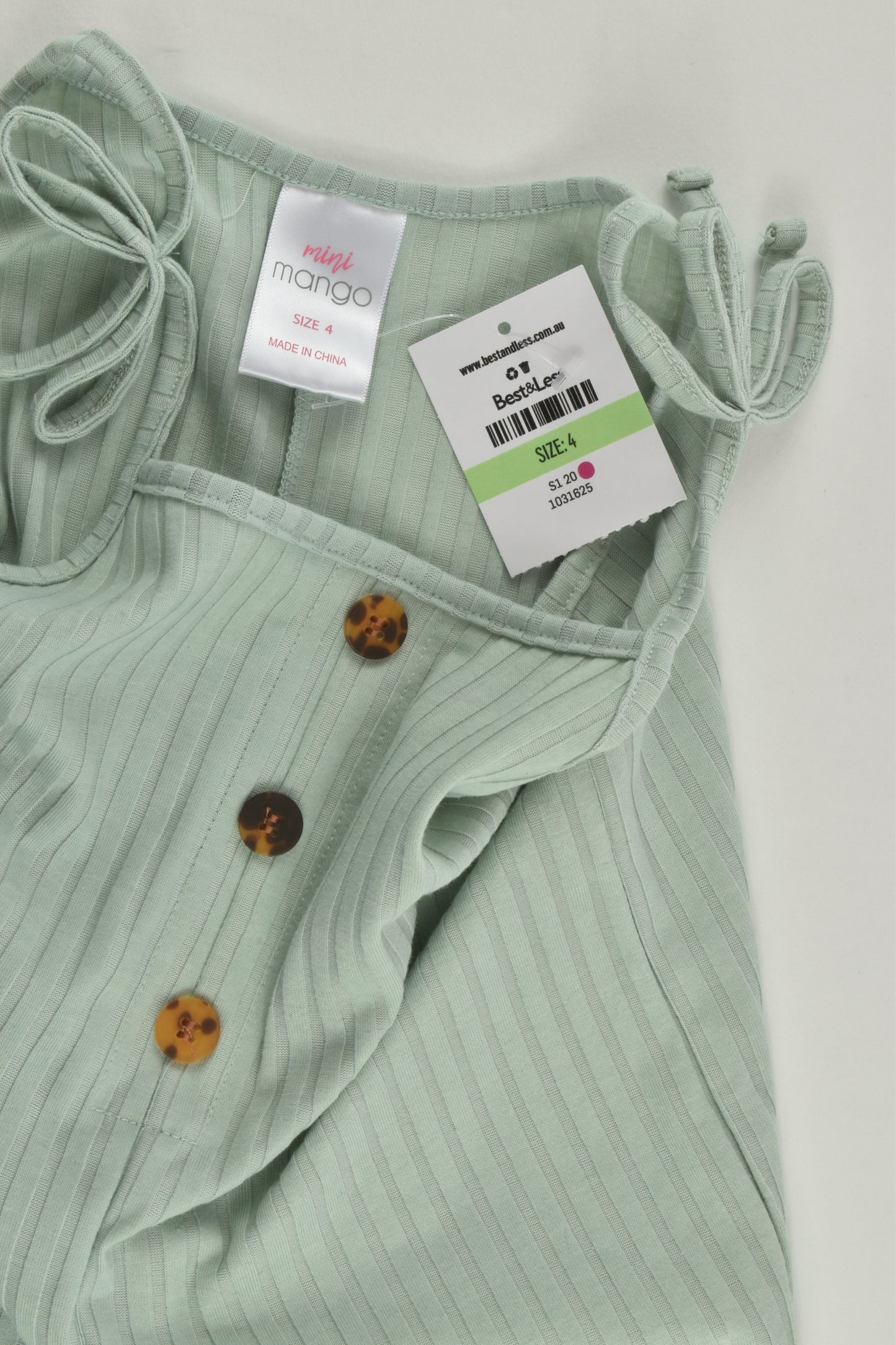 NEW Mini Mango Size 4 Ribbed Short Playsuit