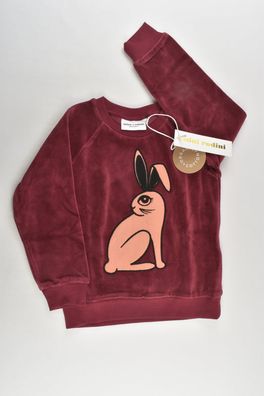 NEW Mini Rodini Size 2-3 (98 cm) Rabbit Velour Sweater