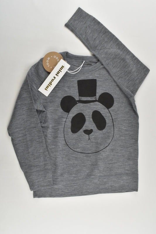 NEW Mini Rodini Size 4-5 (104/110 cm) Panda Merino Wool Top
