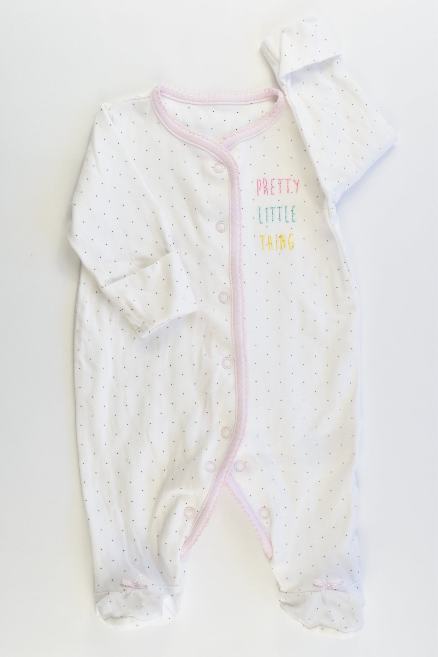 NEW Mothercare Size 000 (0-3 months) Footed 'Pretty Little Thing' Romper