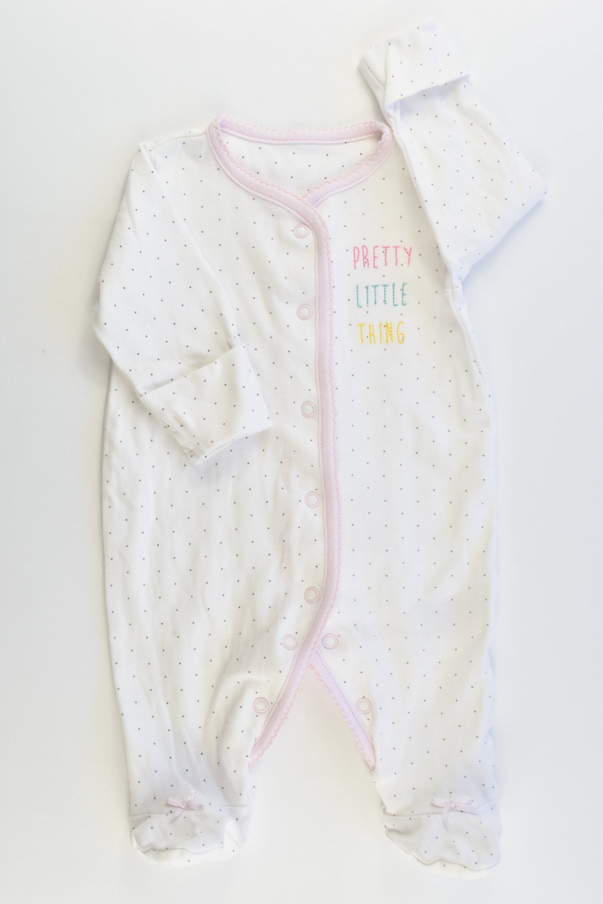 NEW Mothercare Size 000 (0-3 months) Footed 'Pretty Little Thing' Romper