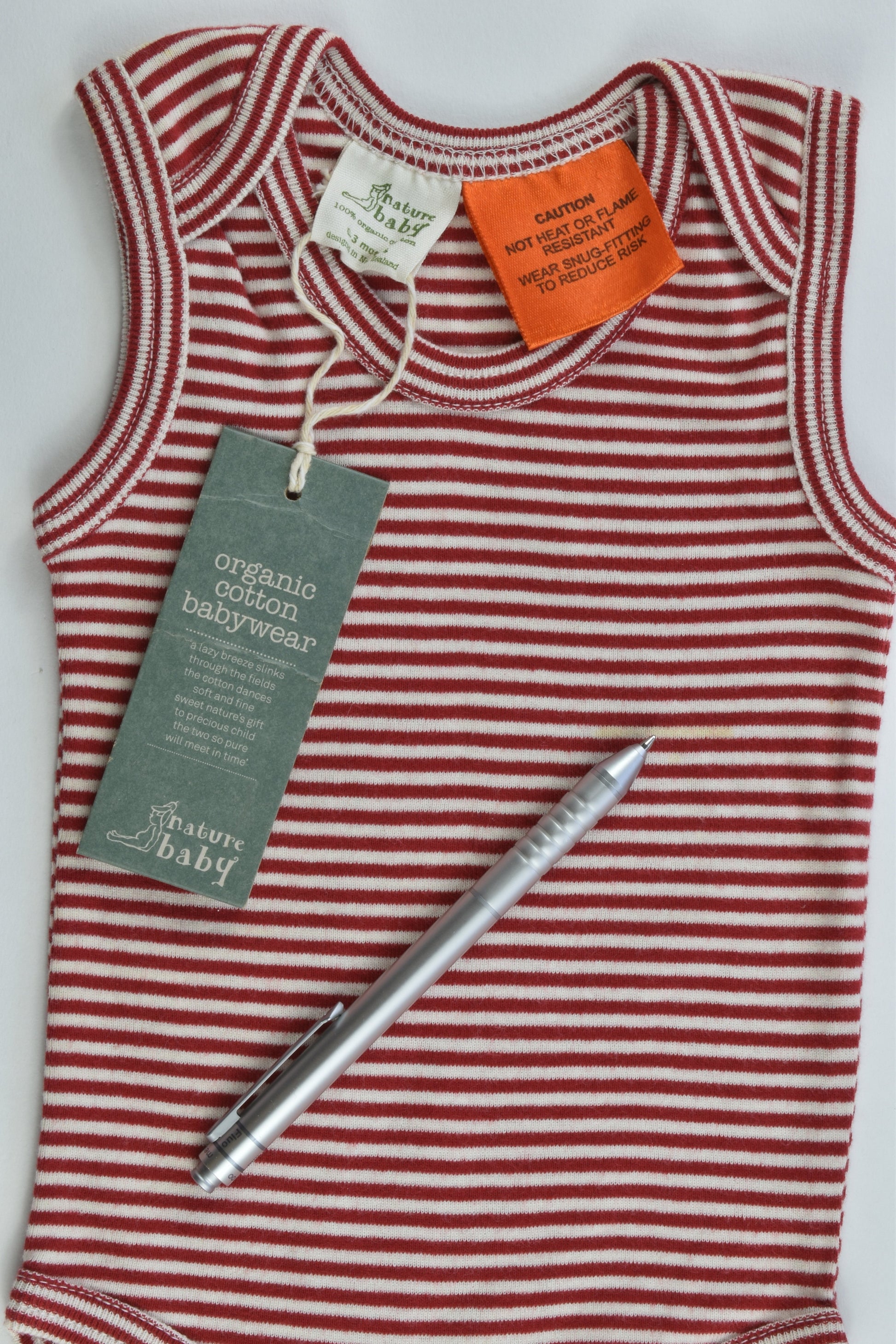 NEW Nature Baby Size 0-3 months Organic Striped Bodysuit