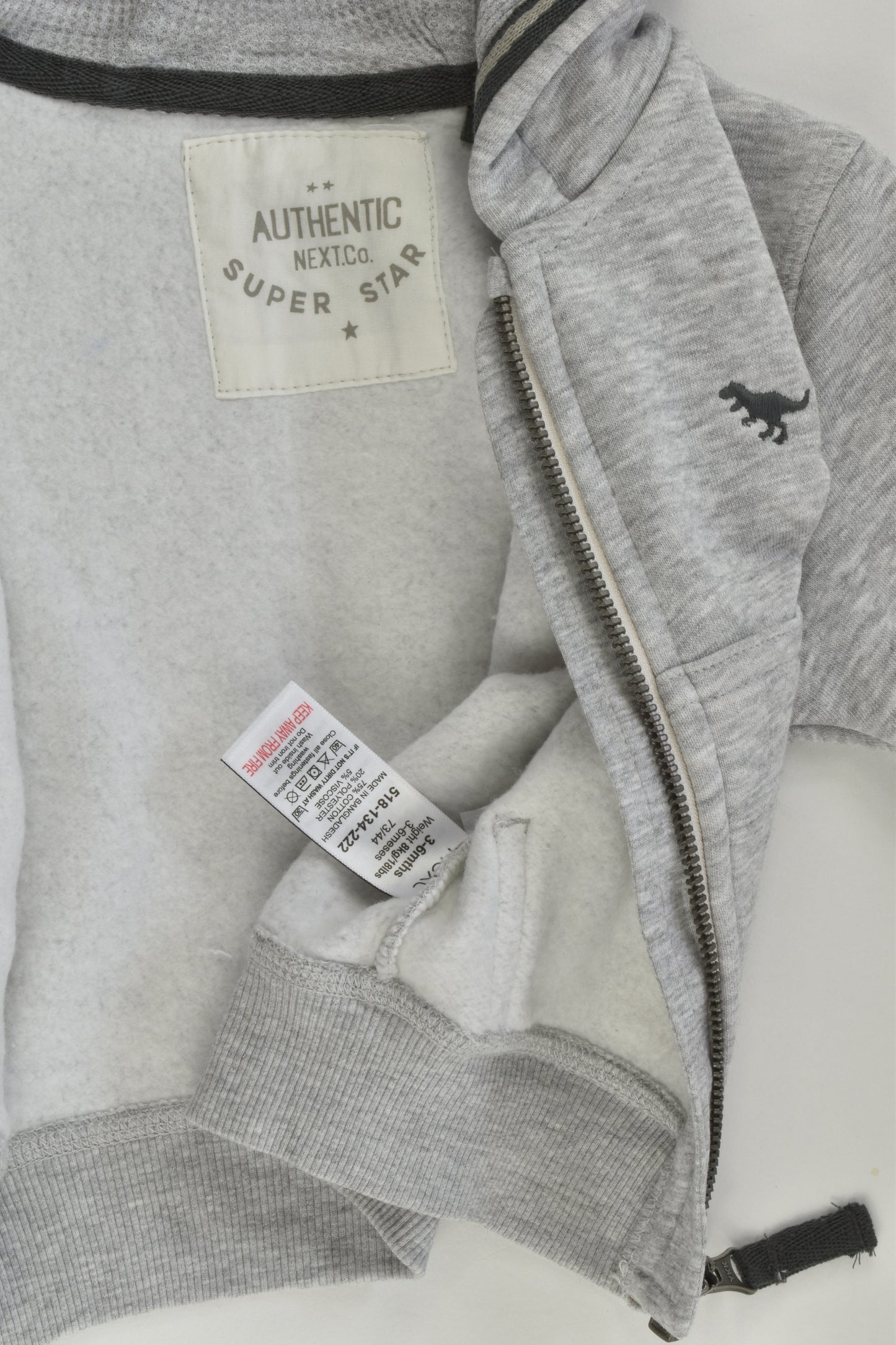 NEW Next Size 00 (3-6 months) Grey Zip Hooded Jumper