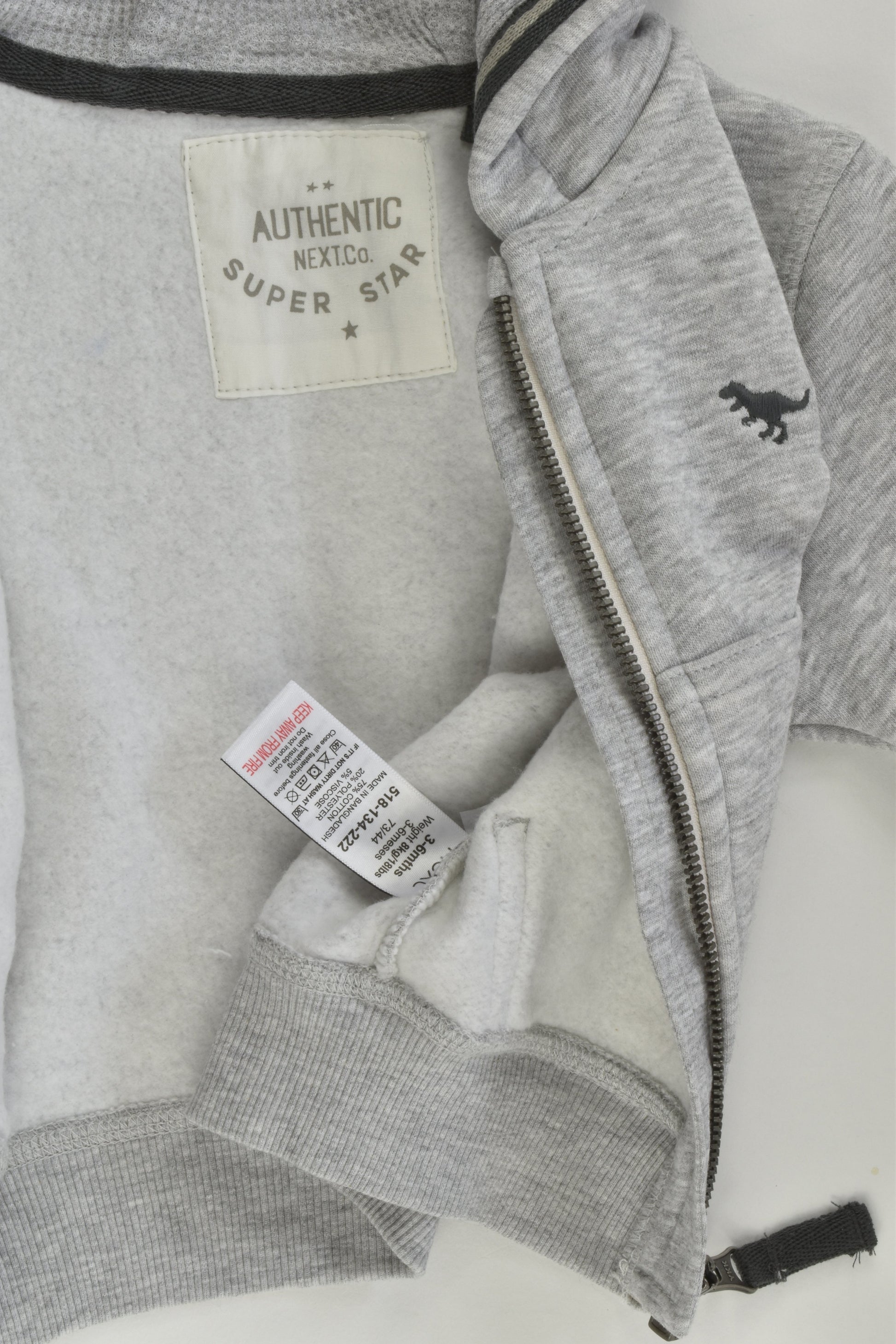 NEW Next Size 00 (3-6 months) Grey Zip Hooded Jumper