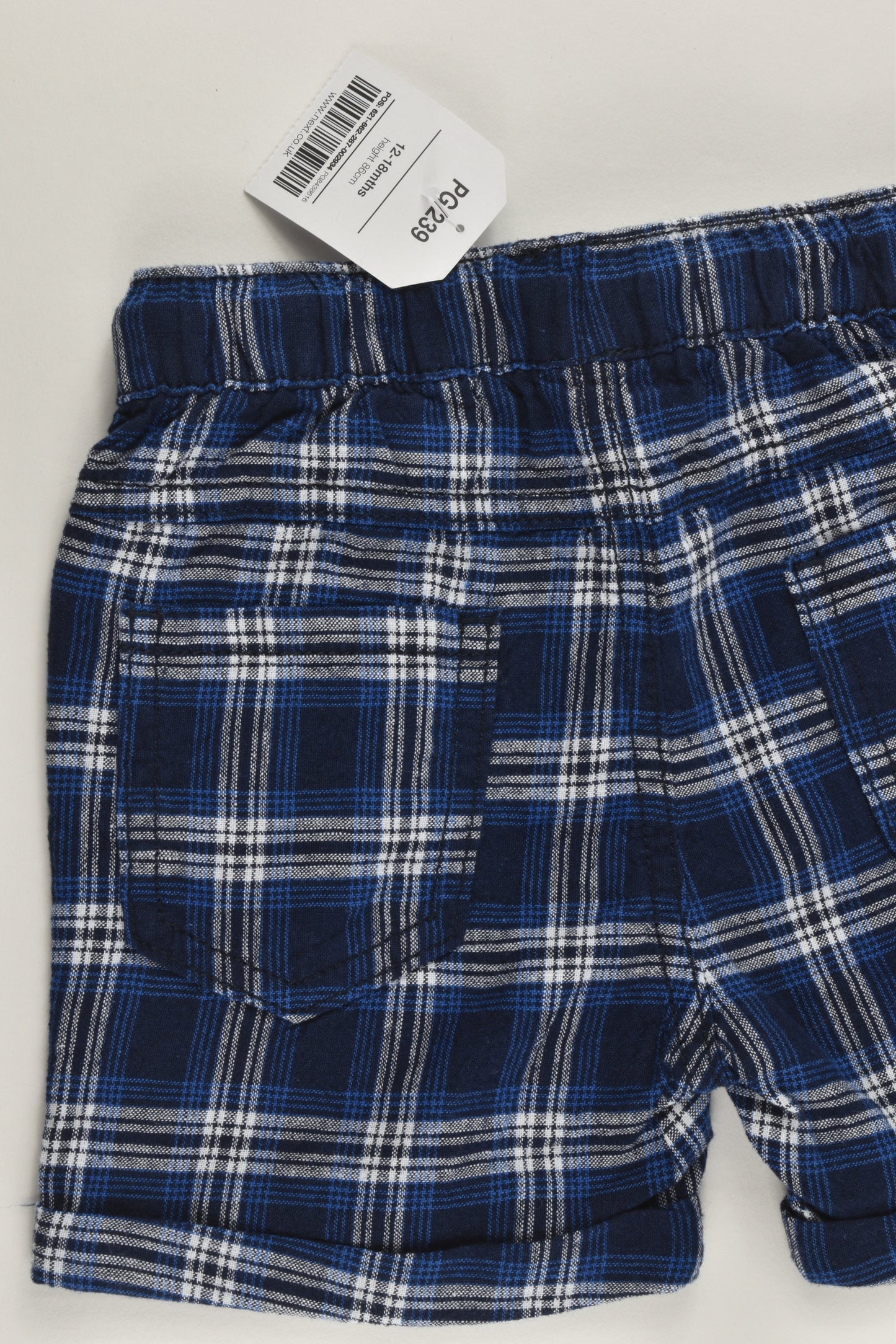 NEW Next Size 1 (12-18 months, 86 cm) Lightweight Linen/Cotton Checked Shorts