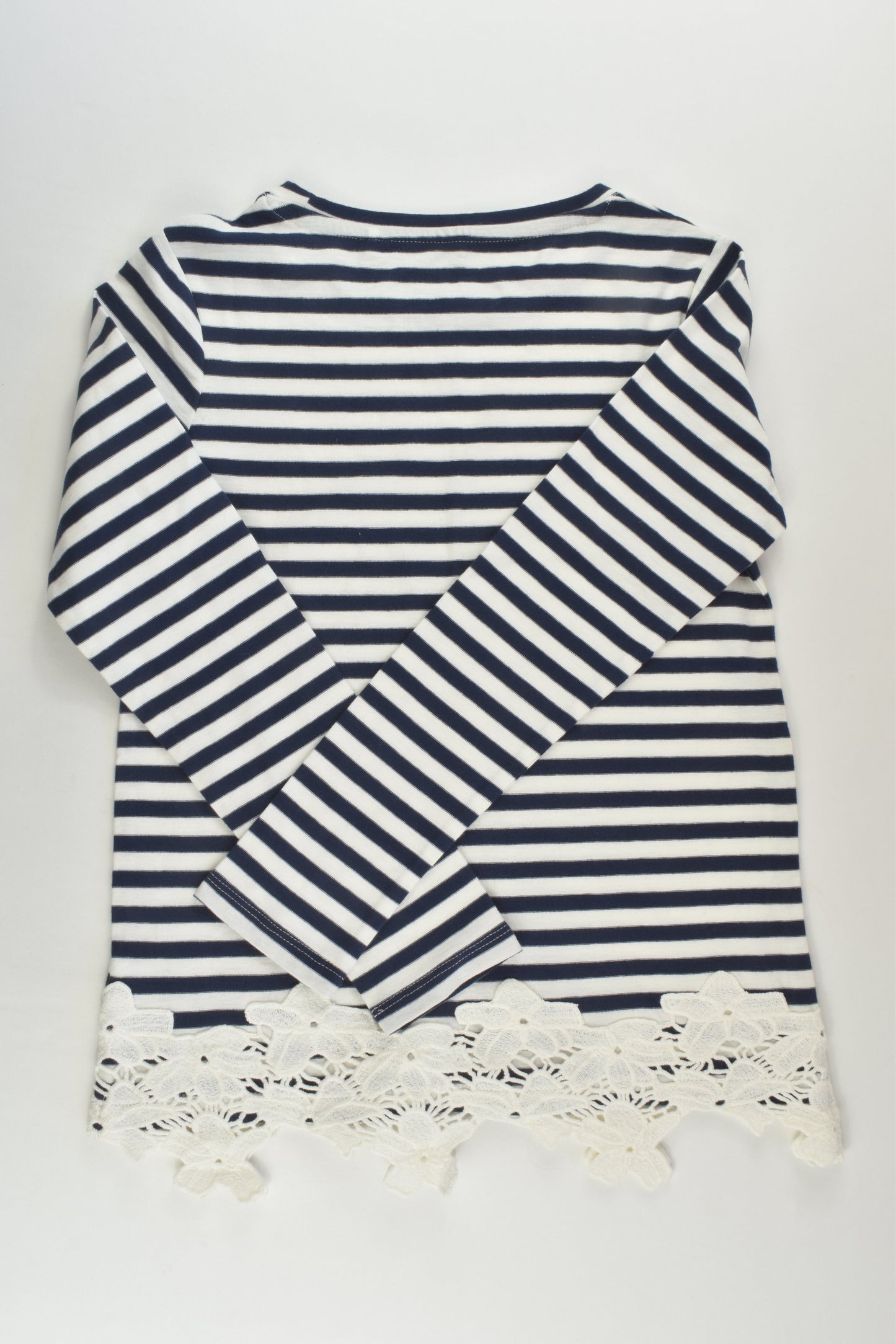 NEW Next Size 9 (134 cm) Striped Top with Lace Hem