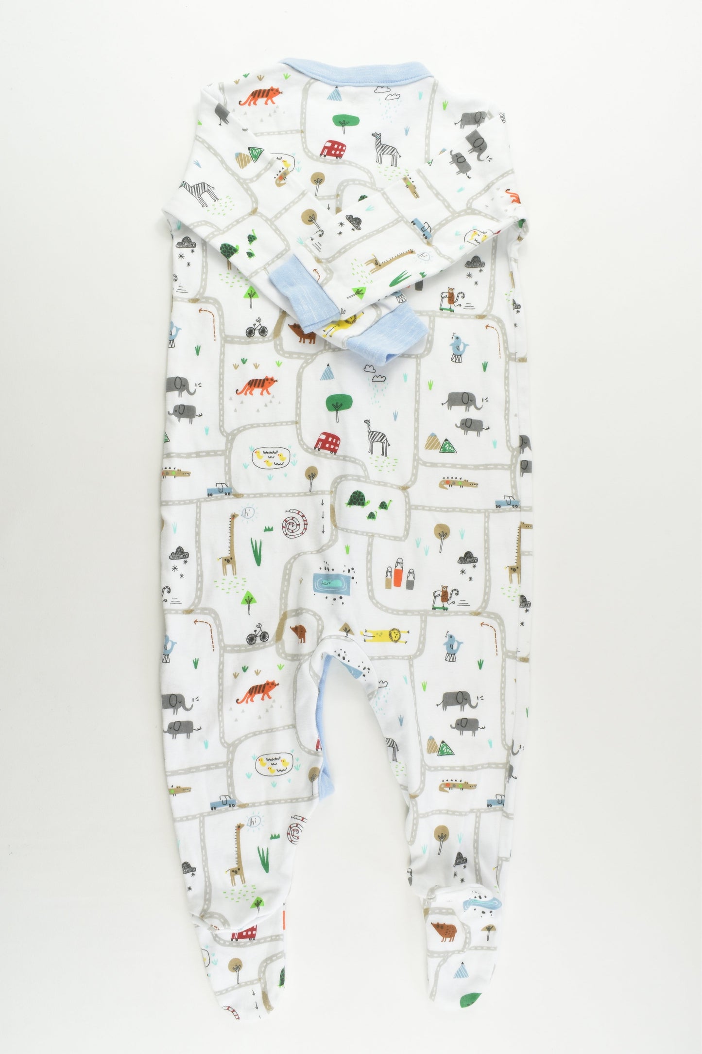 NEW Next (UK) Size 0 (9-12 months) Path and Animals Footed Romper
