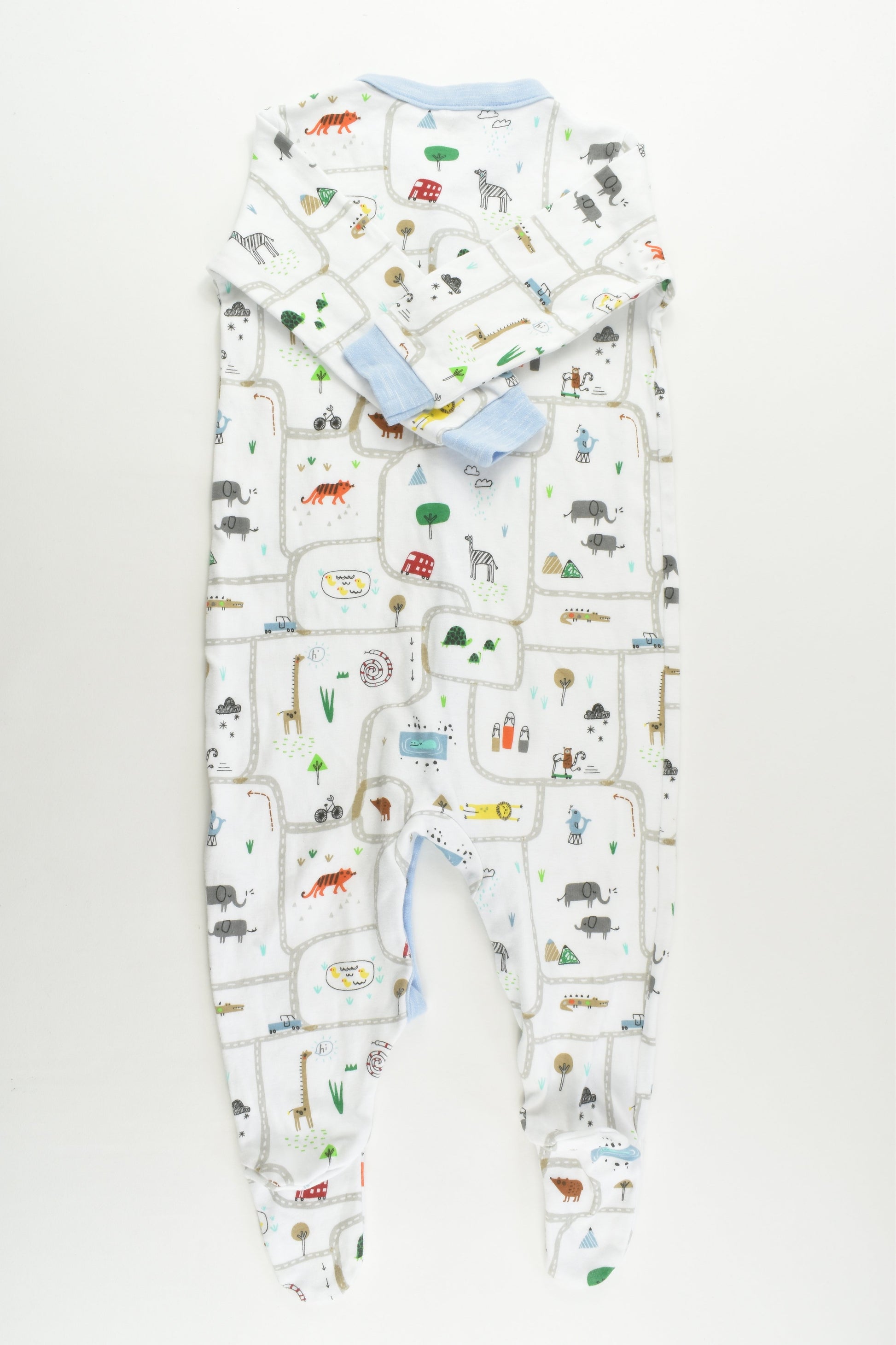 NEW Next (UK) Size 0 (9-12 months) Path and Animals Footed Romper