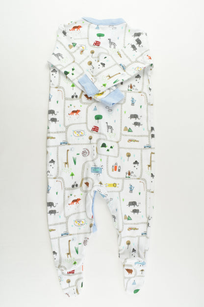 NEW Next (UK) Size 0 (9-12 months) Path and Animals Footed Romper