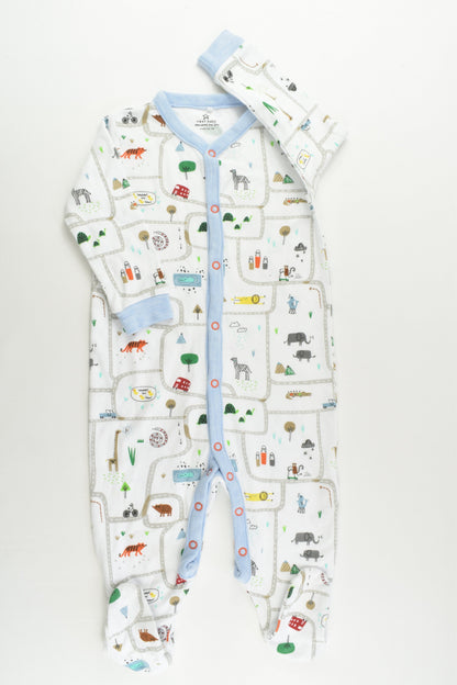 NEW Next (UK) Size 0 (9-12 months) Path and Animals Footed Romper