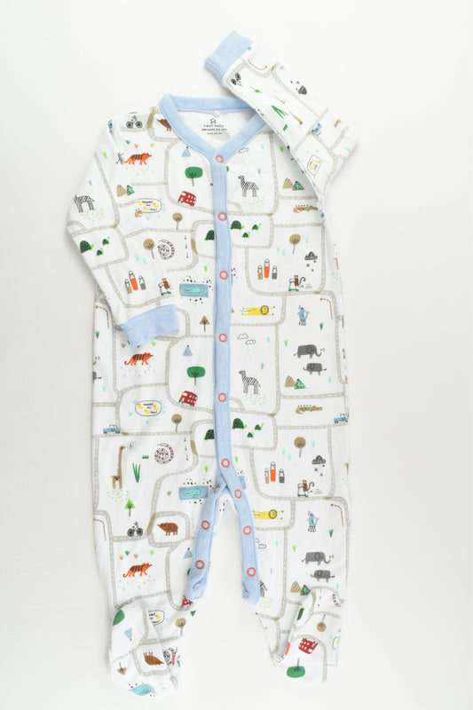 NEW Next (UK) Size 0 (9-12 months) Path and Animals Footed Romper