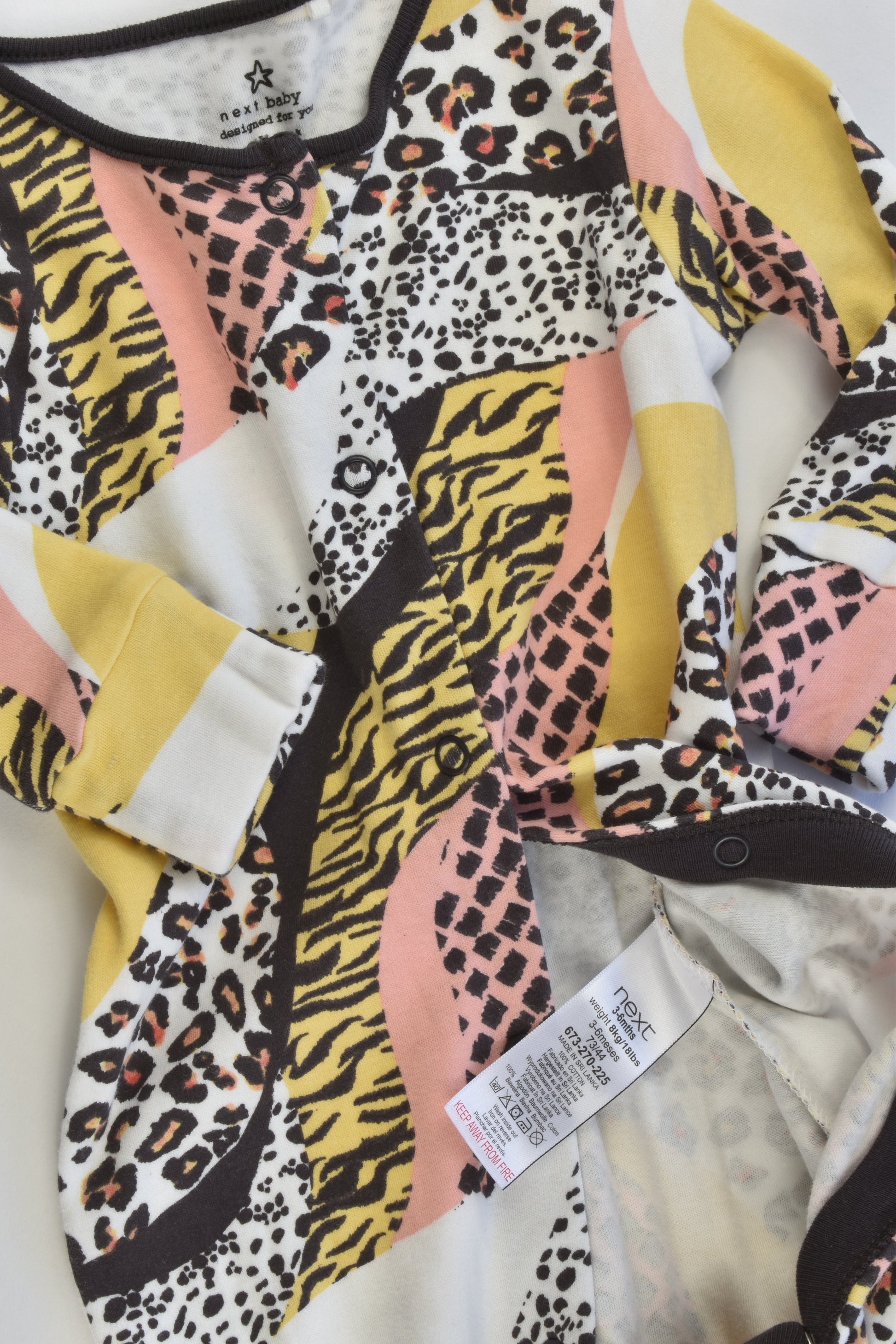 NEW Next (UK) Size 00 (3-6 months) Animal Print Footed Romper