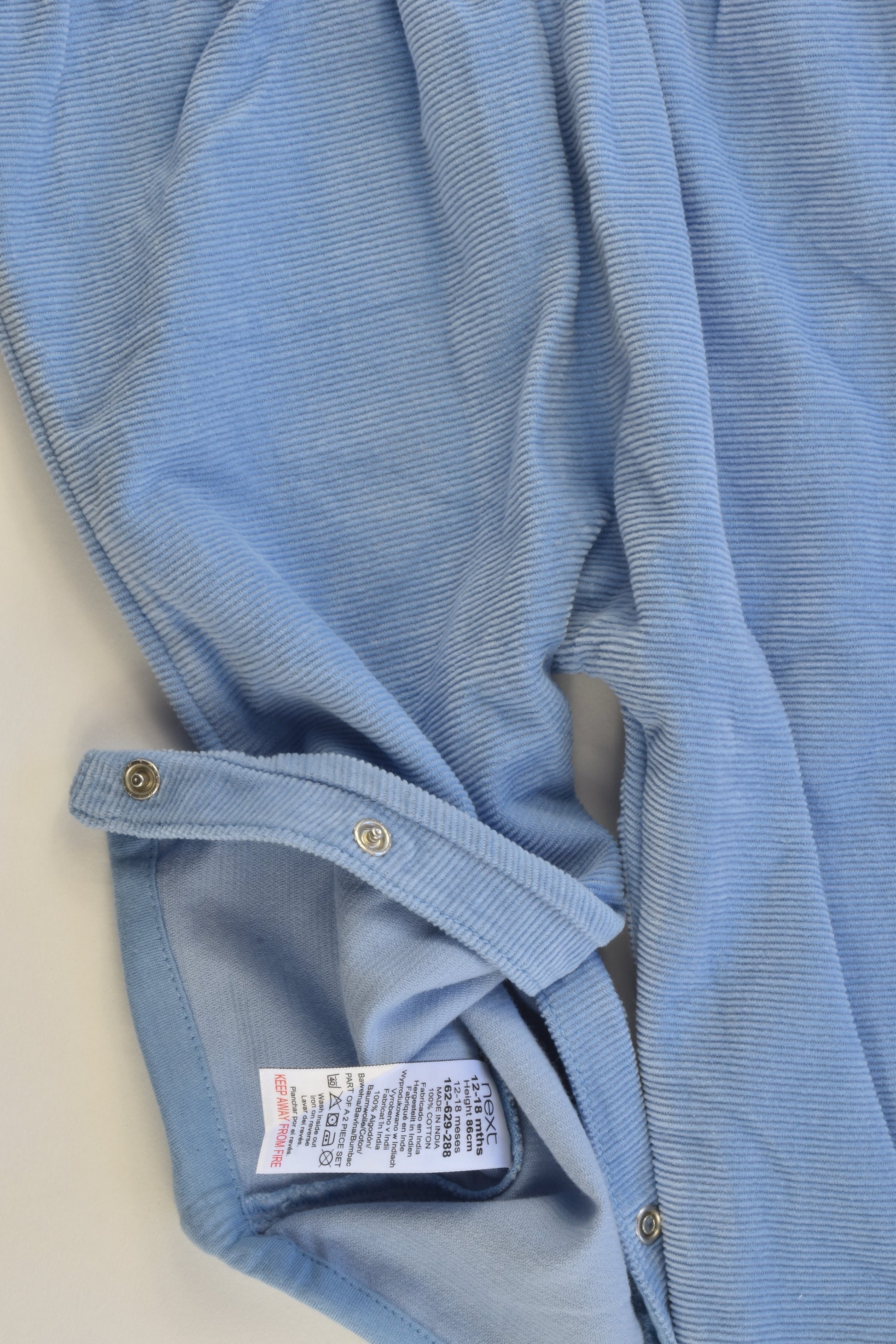 NEW Next (UK) Size 1 (12-18 months, 86 cm Soft Lined Cord Overalls