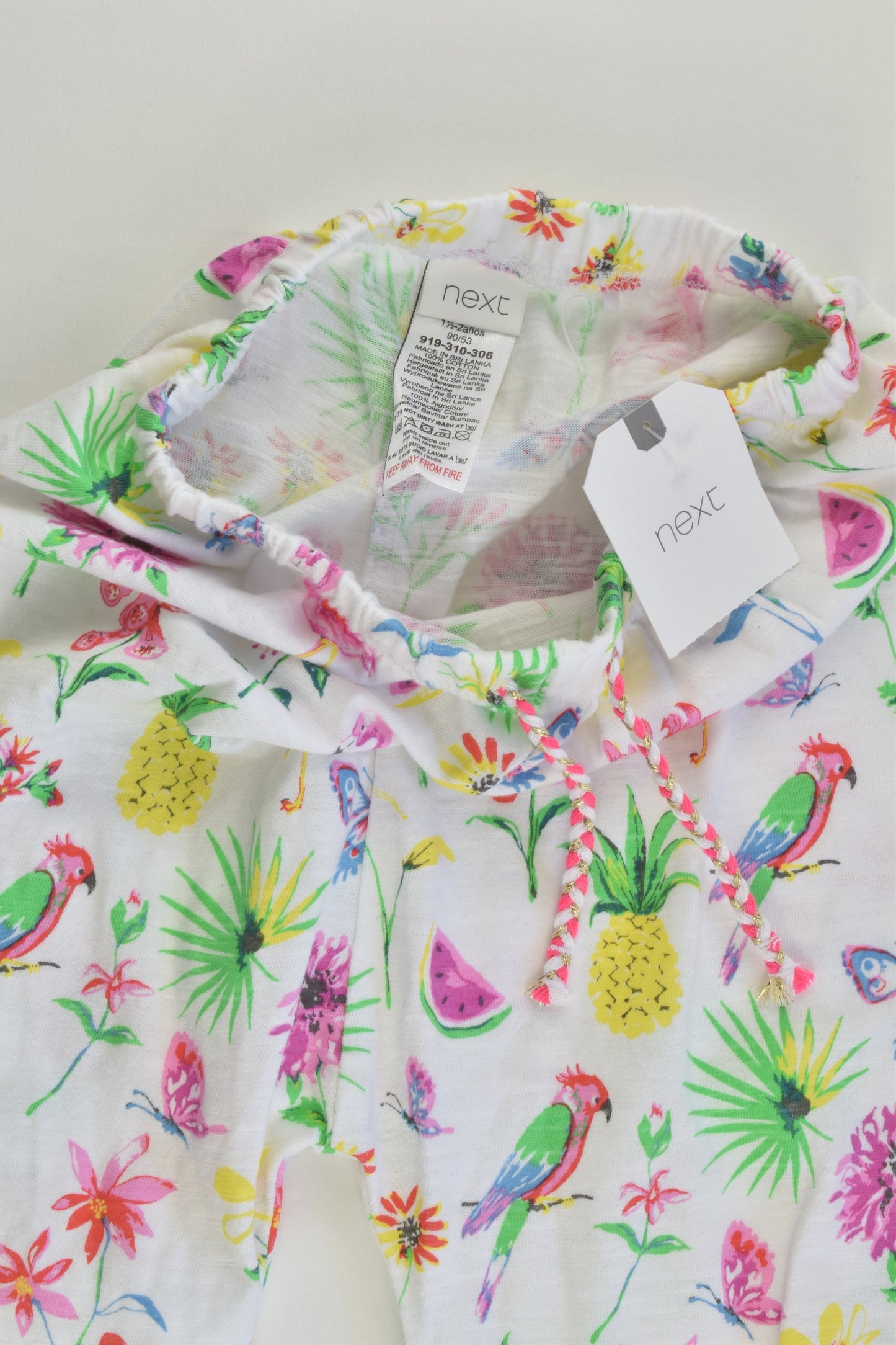 NEW Next (UK) Size 2 (18-24 months, 92 cm) Lightweight Tropical Print Pants