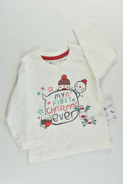 NEW Nutmeg Size 0 (6-9 months, 68-74 cm) 'My First Christmas Ever' Top