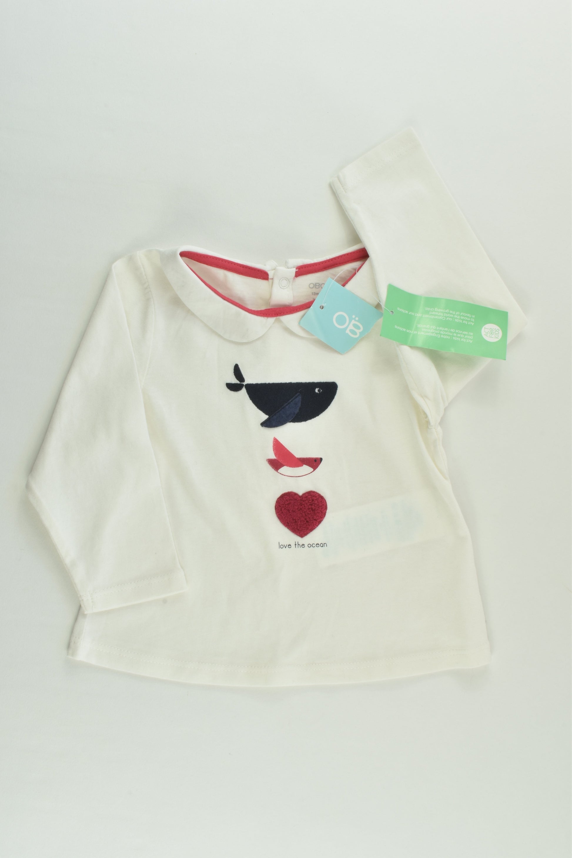 NEW Obaïbi Size 0 (12 months, 74 cm) 'Love The Ocean' Top