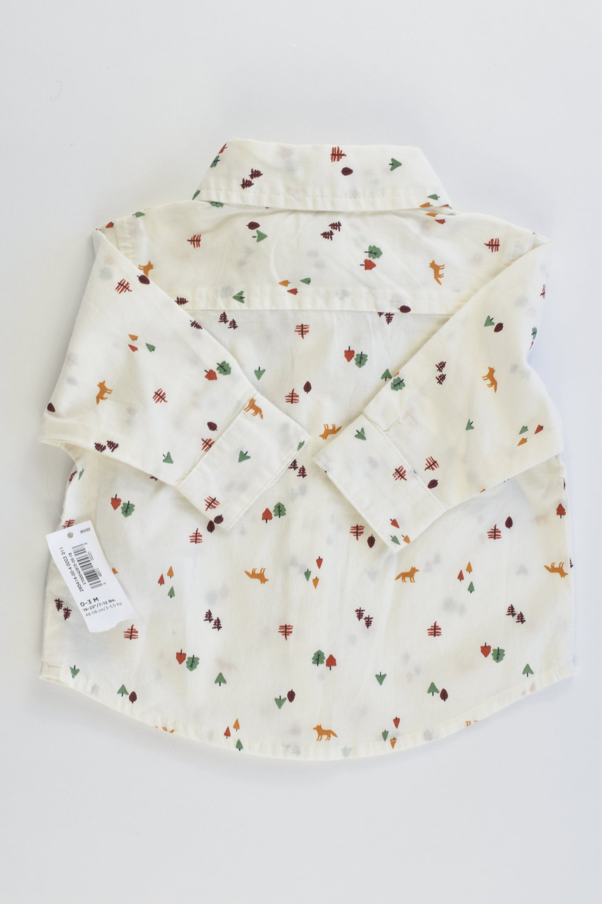NEW Old Navy Size 000 (0-3 months) Foxes and Trees Collared Shirt with Bow