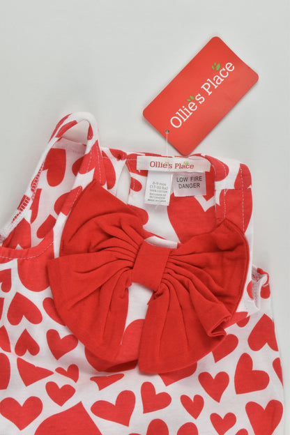 NEW Ollie's Place Size 0 (6-9 months) Bow and Love Hearts Romper