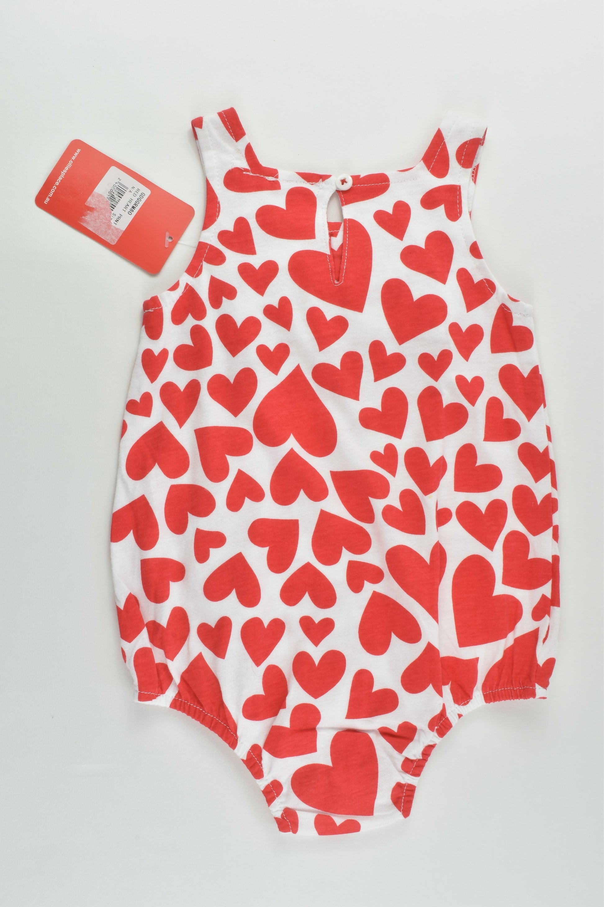 NEW Ollie's Place Size 0 (6-9 months) Bow and Love Hearts Romper