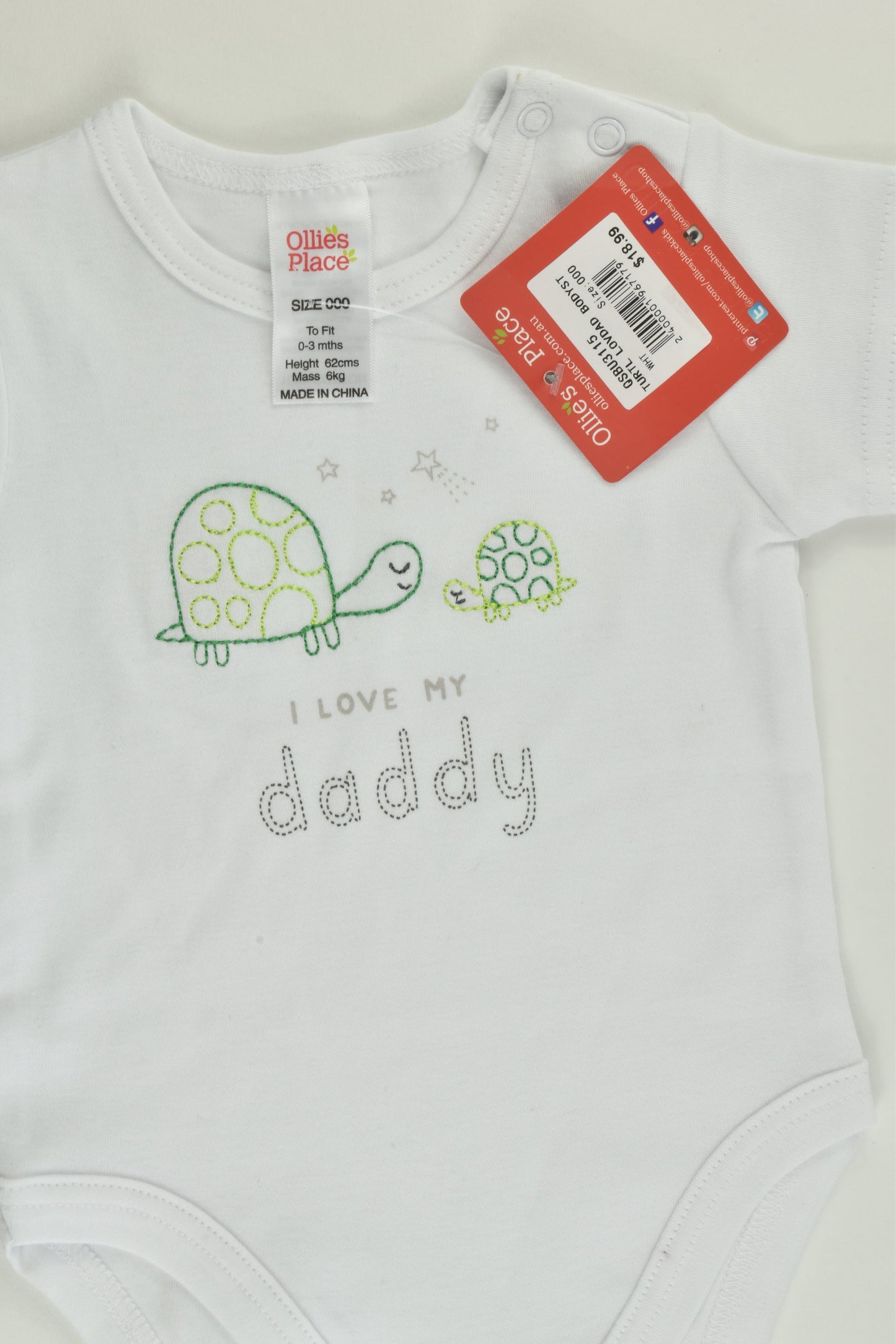 NEW Ollie's Place Size 000 (0-3 months) 'I Love My Daddy' Bodysuit