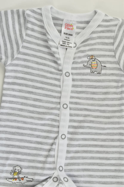 NEW Ollie's Place Size 0000 (56 cm) Elephant Striped Short Romper