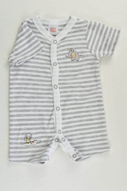 NEW Ollie's Place Size 0000 (56 cm) Elephant Striped Short Romper
