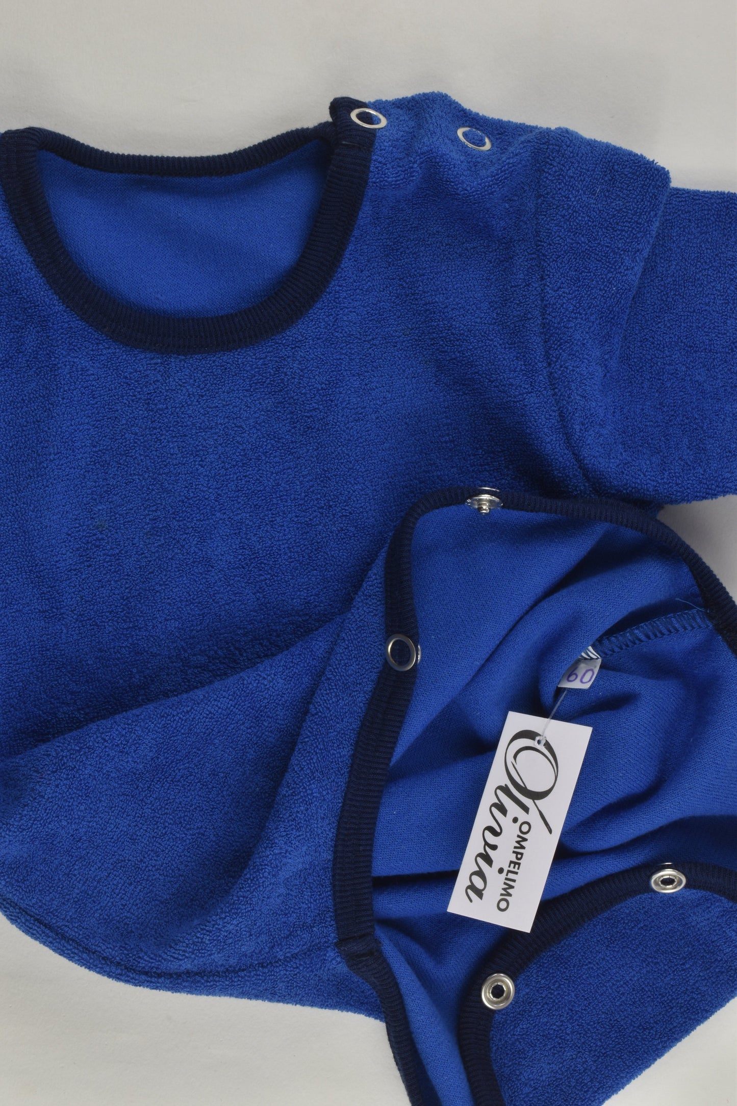 NEW Ompelimo Olivia Size 00 (60 cm) Blue Terry Bodysuit