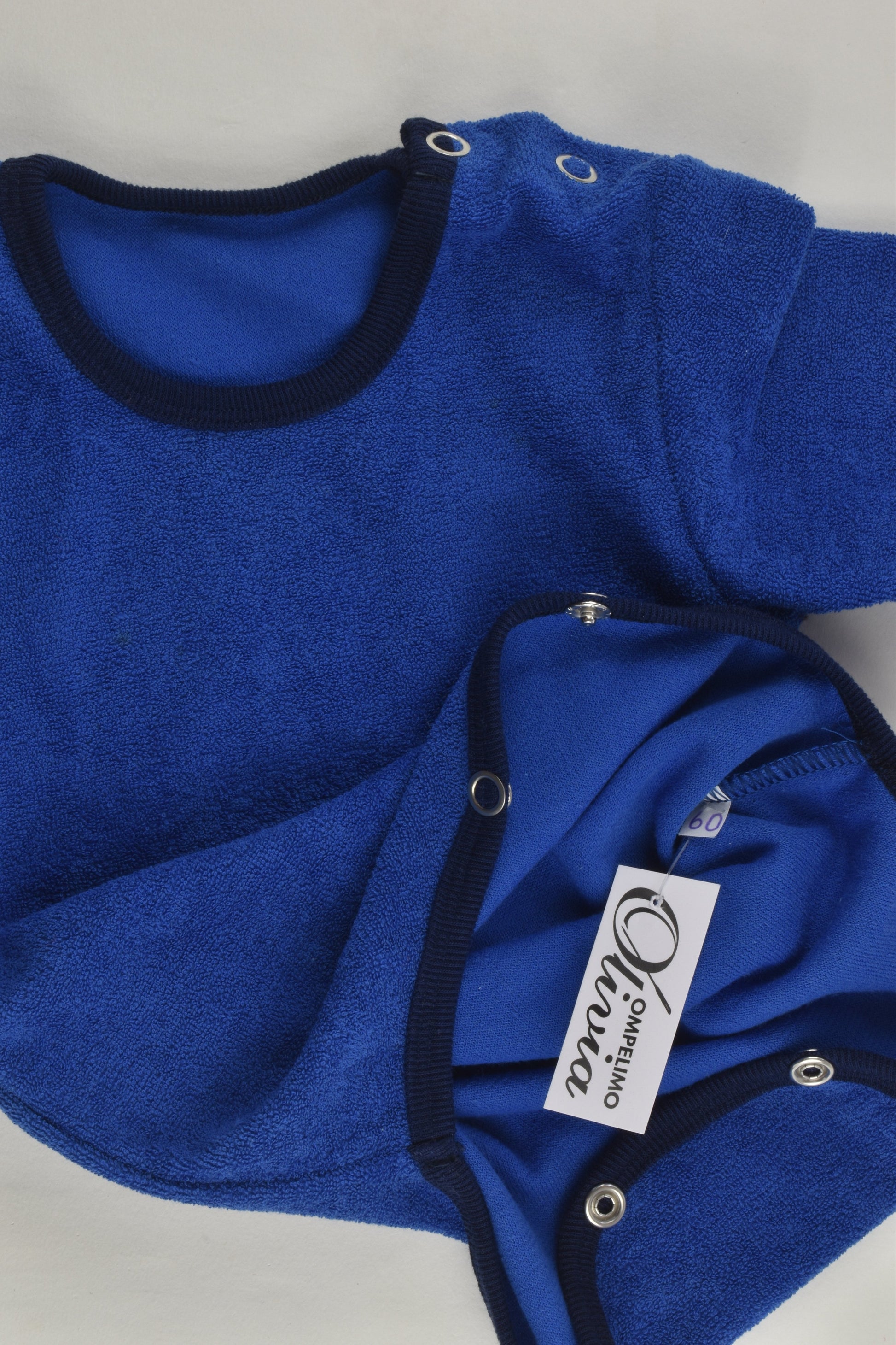 NEW Ompelimo Olivia Size 00 (60 cm) Blue Terry Bodysuit