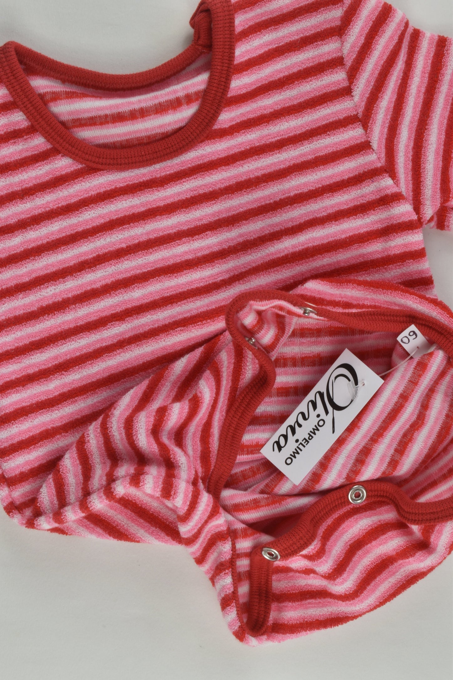 NEW Ompelimo Olivia Size 00 (60 cm) Striped Terry Bodysuit
