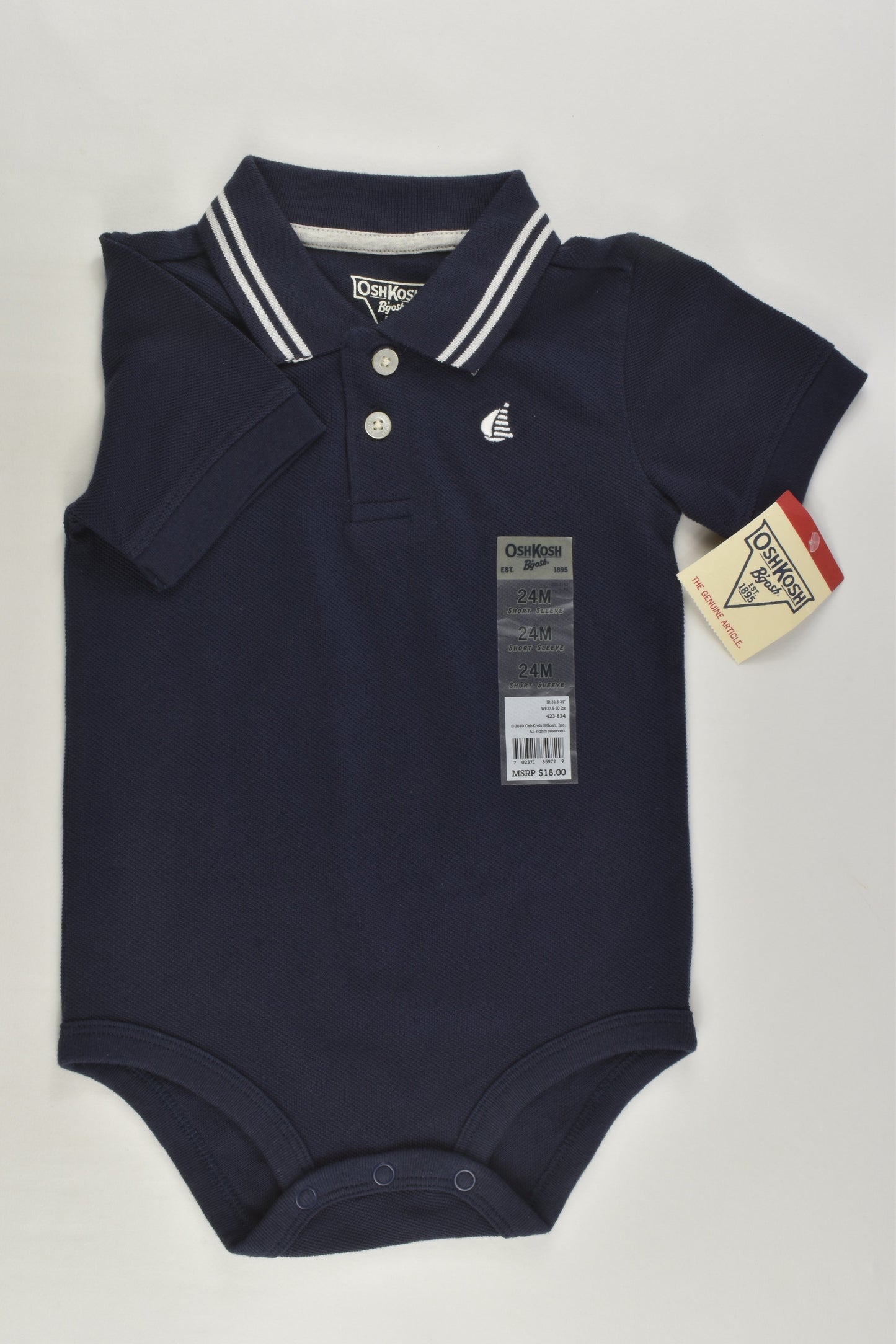 NEW OshKosh Size 1-2 (24 months) Polo Bodysuit