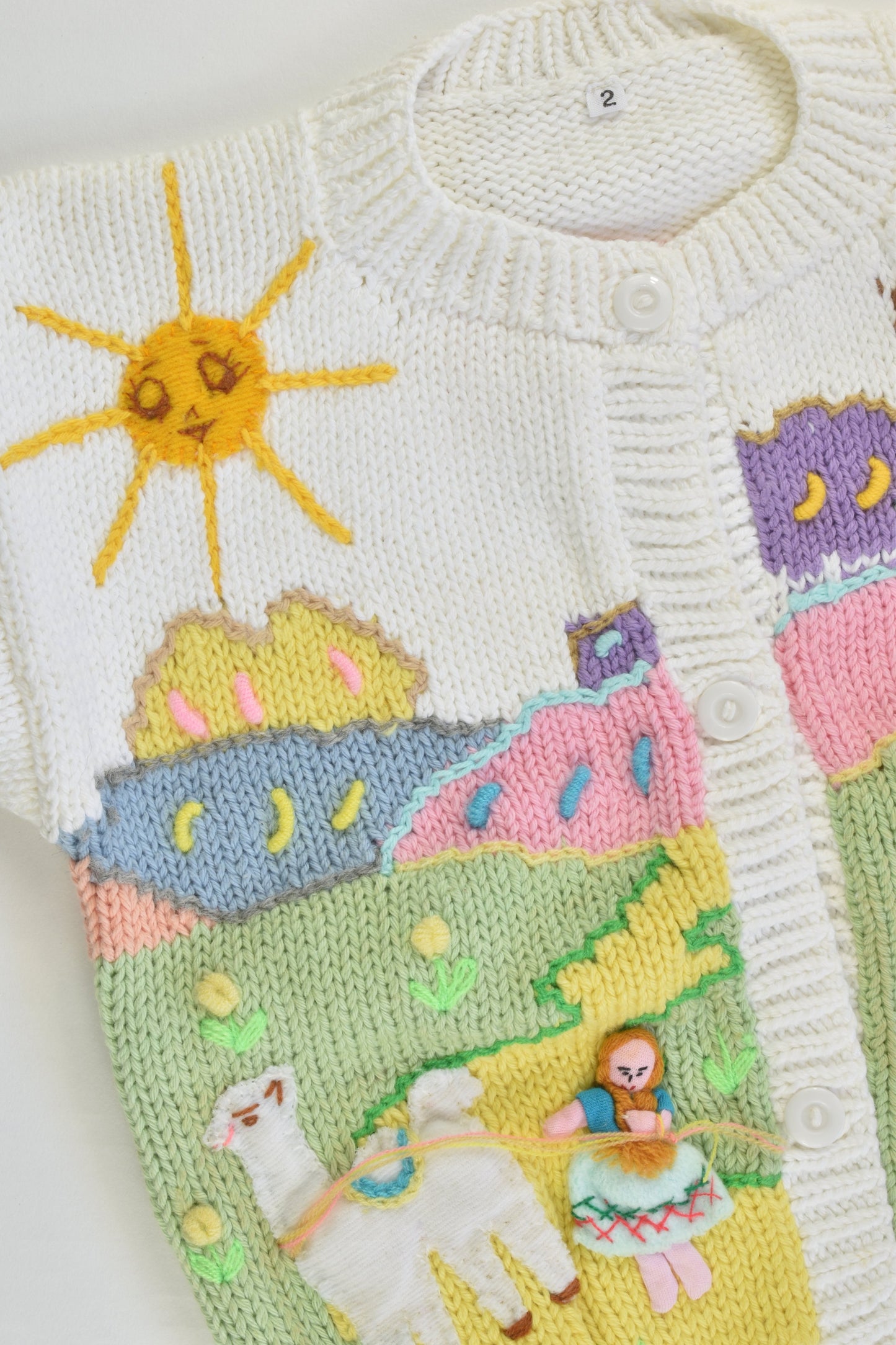 NEW Peruvian Handmade Size 2 Thick Cotton Jumper with Buttons