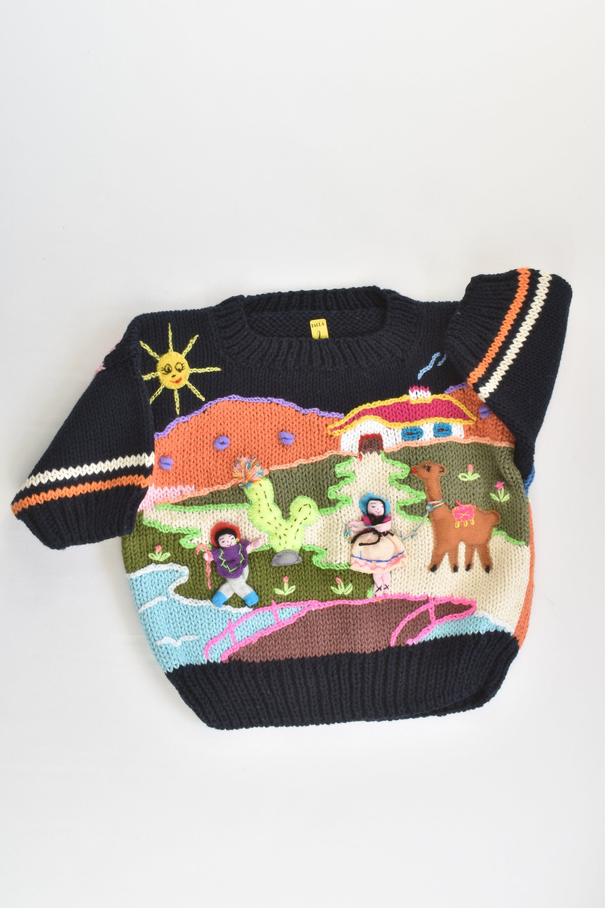 NEW Peruvian Handmade Size 2 Thick Cotton Short Sleeve Jumper