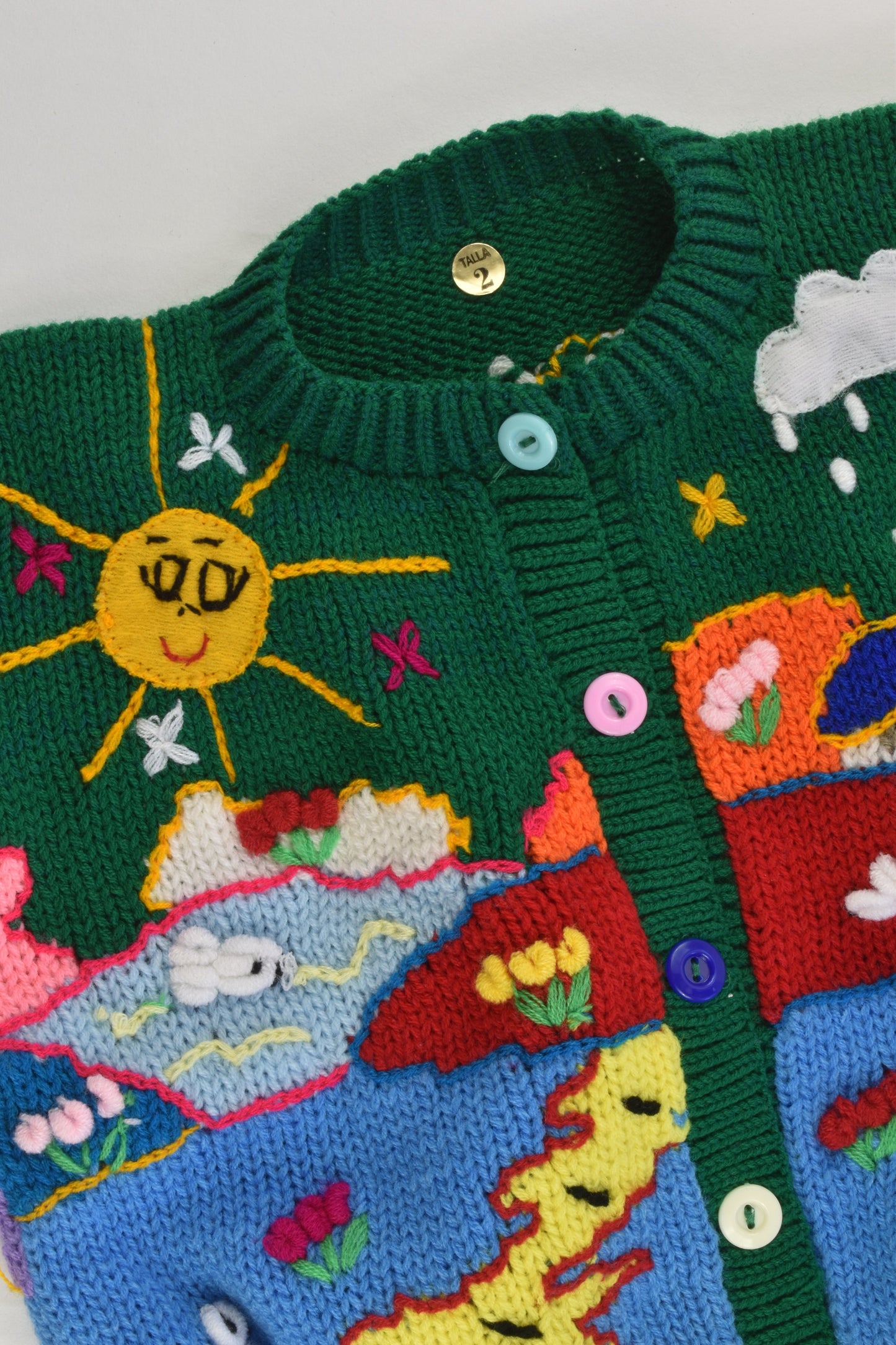 NEW Peruvian Handmade Size 2 Wool Jumper with Buttons