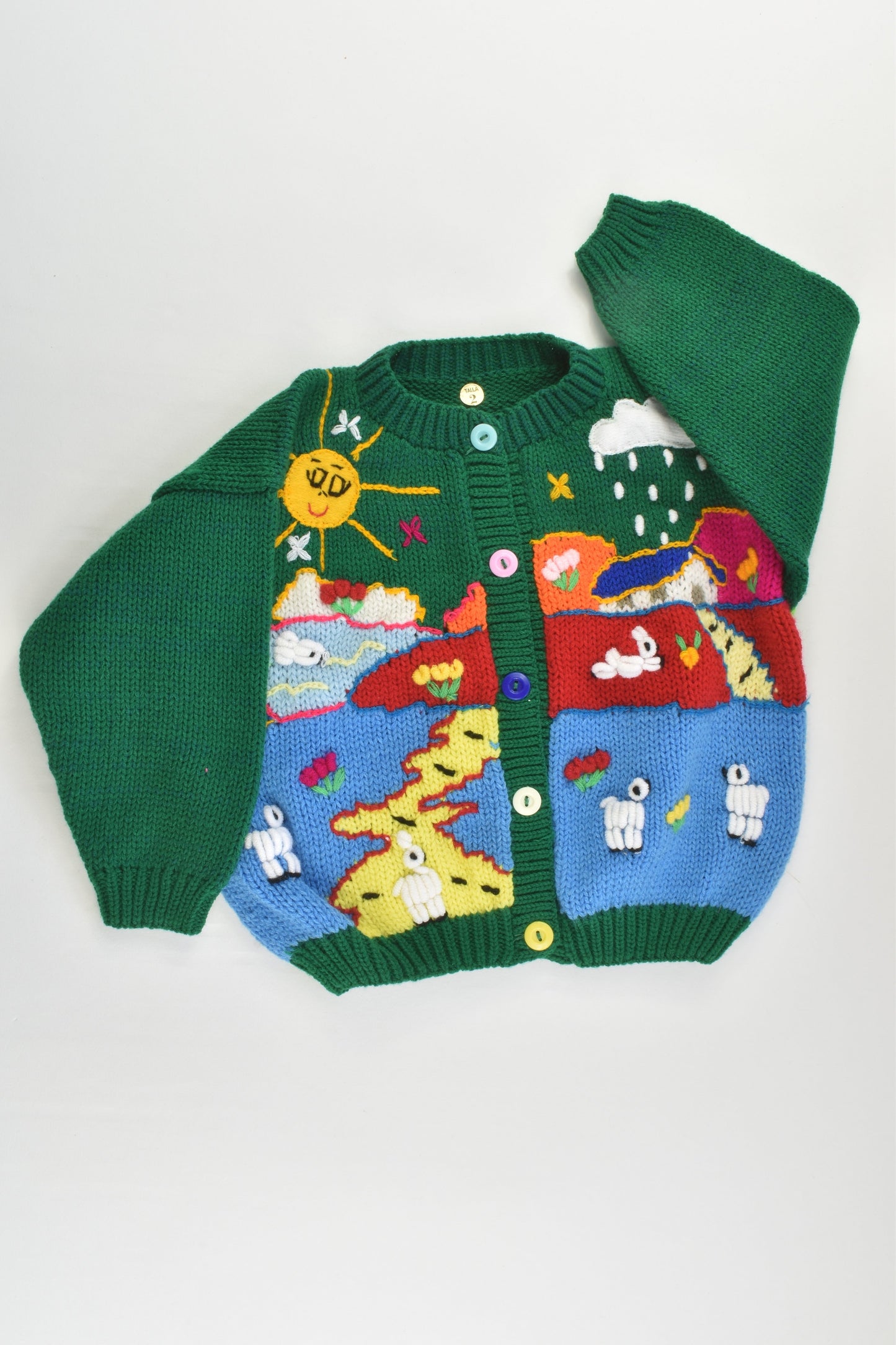 NEW Peruvian Handmade Size 2 Wool Jumper with Buttons