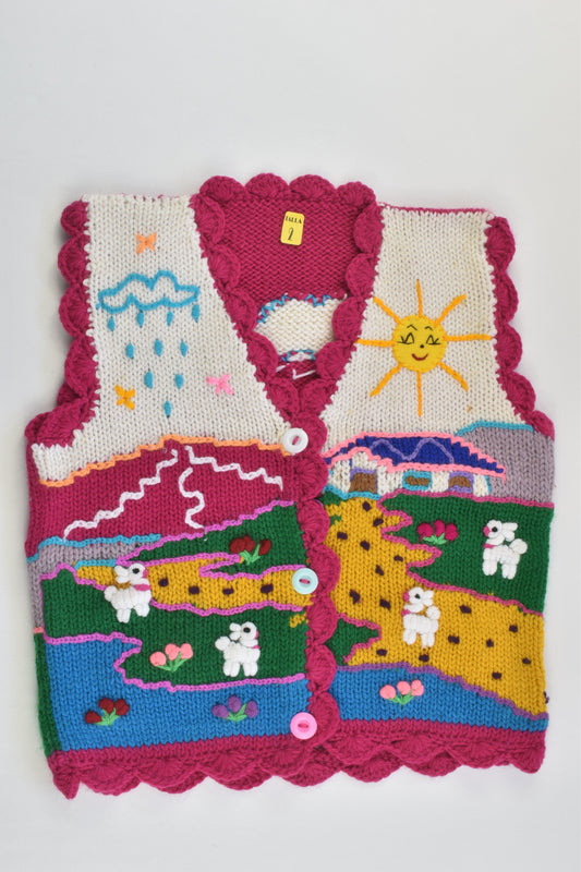 NEW Peruvian Handmade Size 2 Wool Vest with Buttons