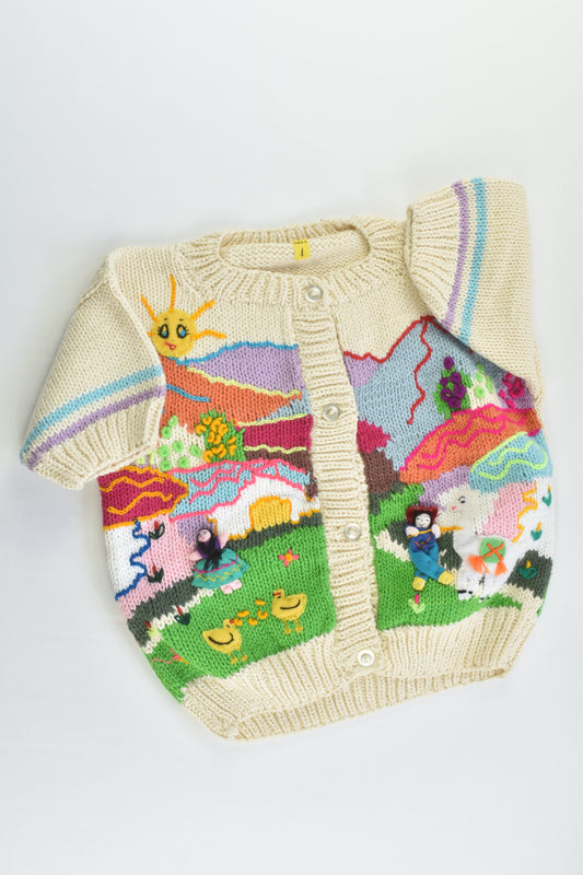 NEW Peruvian Handmade Size 4 Thick Cotton Short Sleeve Jumper with Buttons